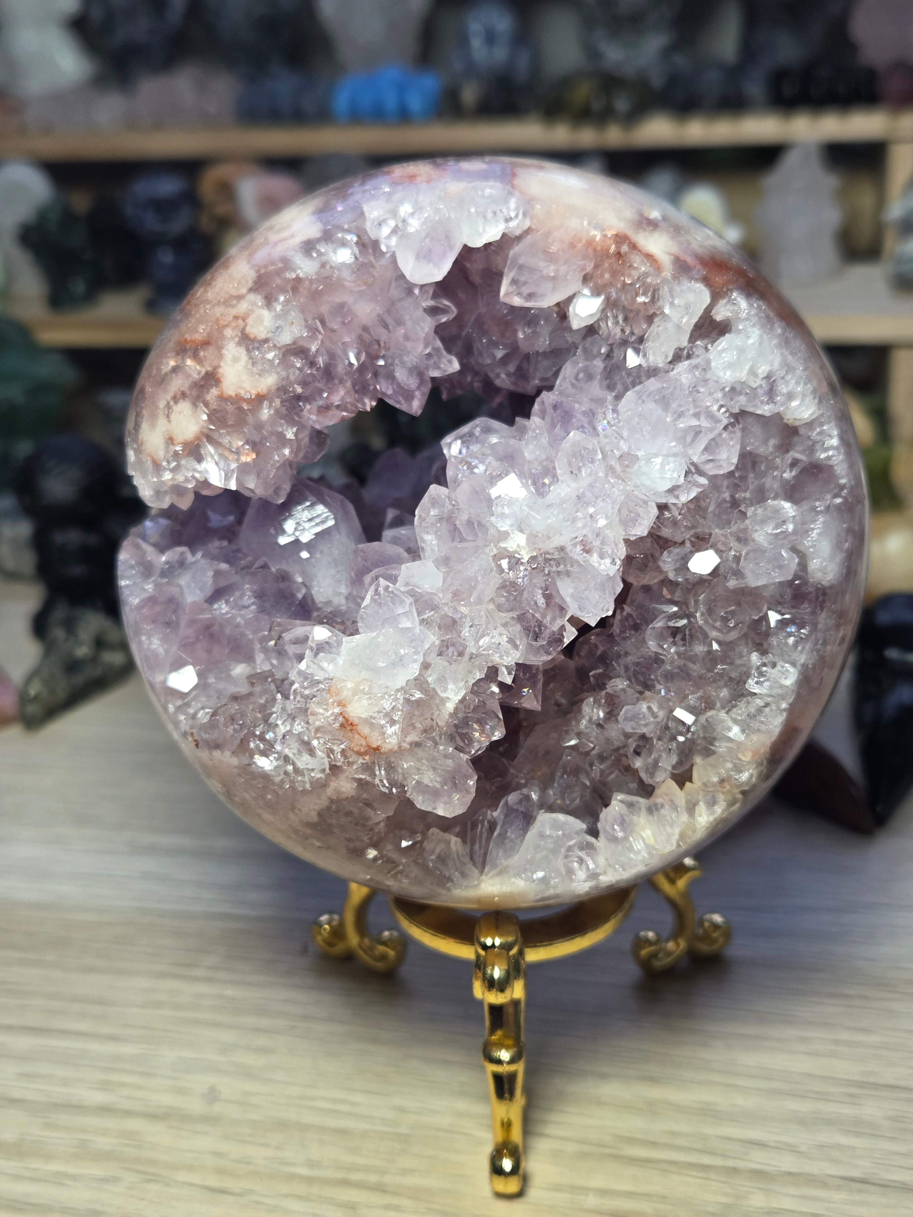 Pink amethyst crystal  sphere 10cm Grade AAAA  was £1250