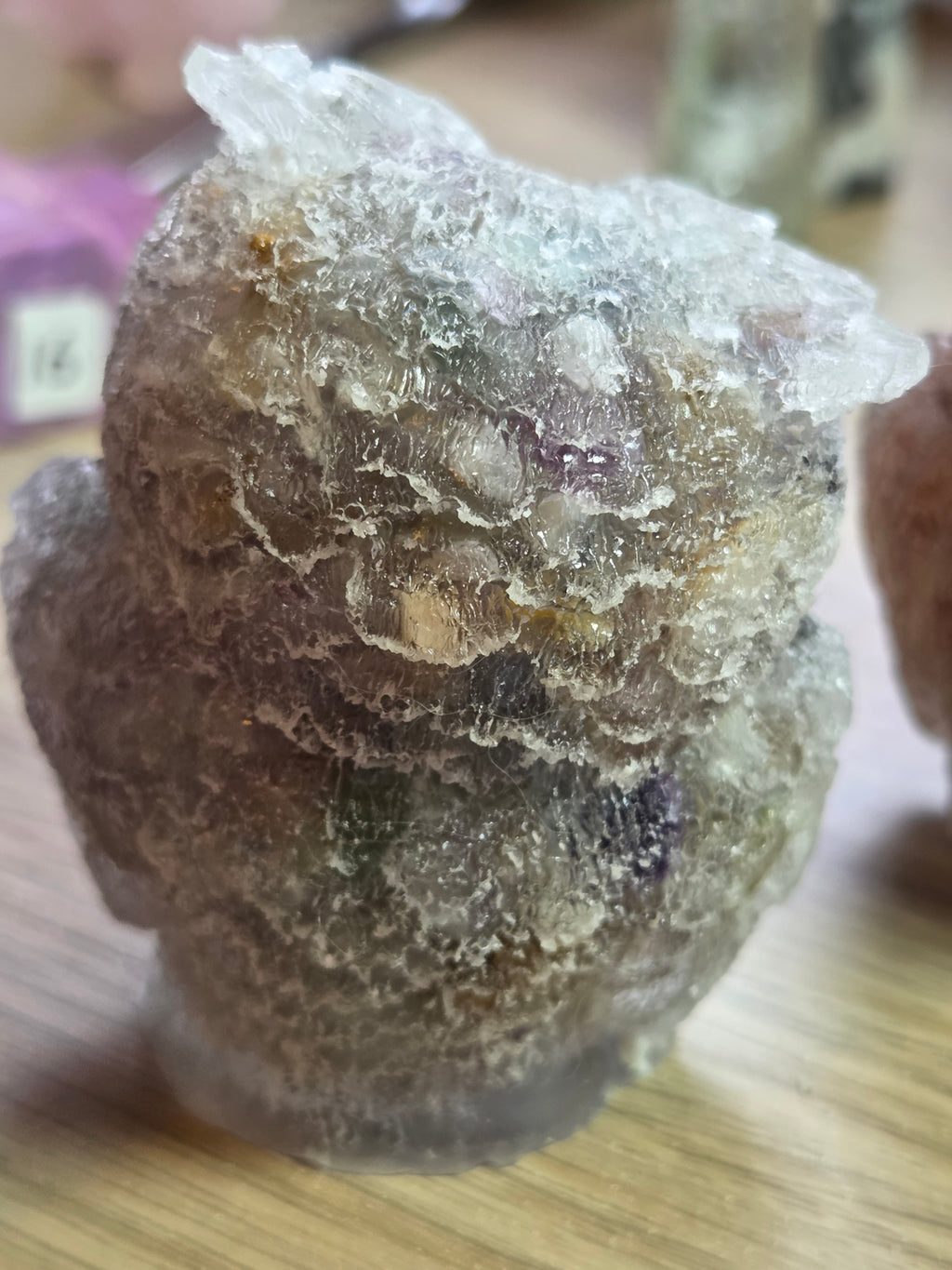 Resin owls fire quartz or flourite