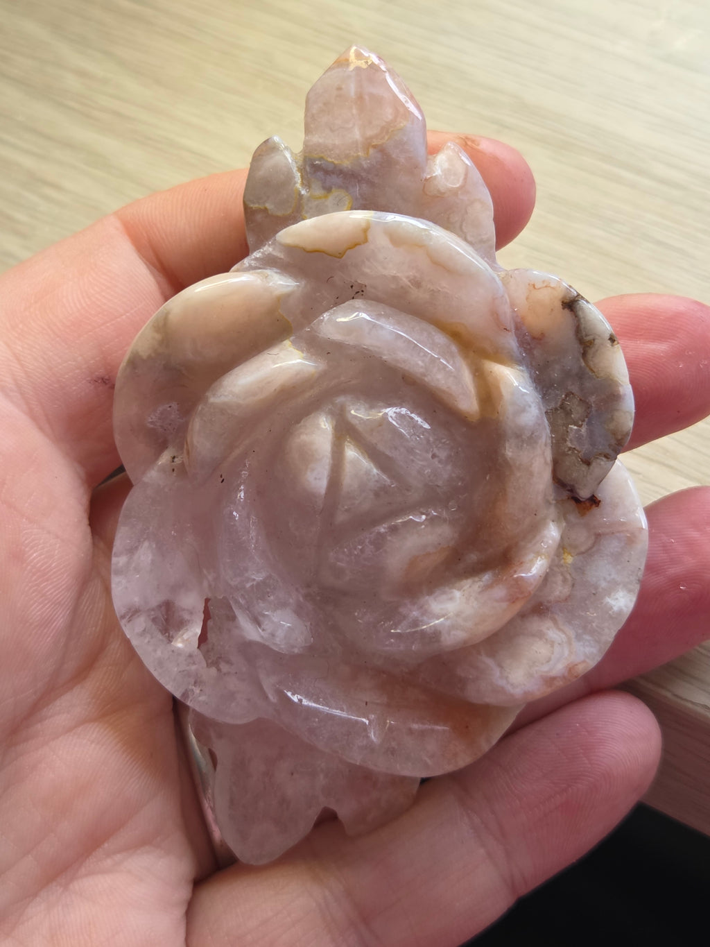 Stunning  Amethyst flower agate crystal rose with Stand