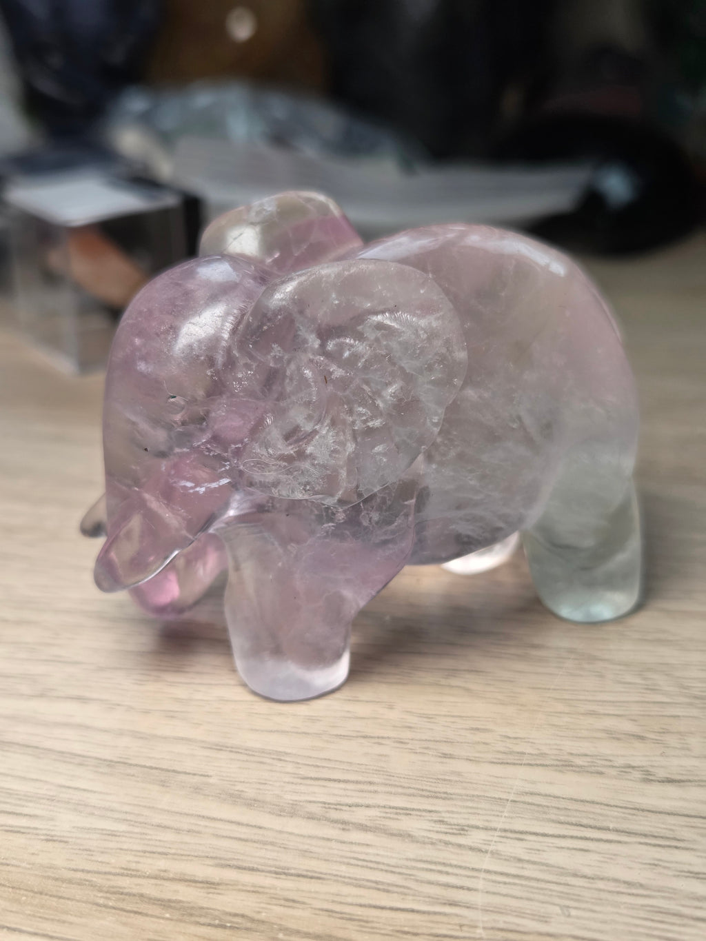 Candy floss flourite crystal Elephant carving
