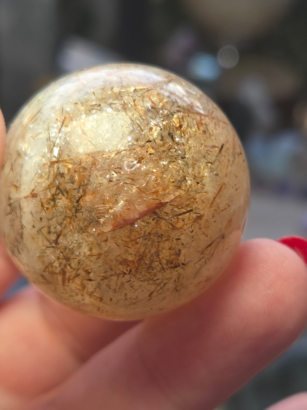 Amazing  high quality copper Rutile crystal sphere