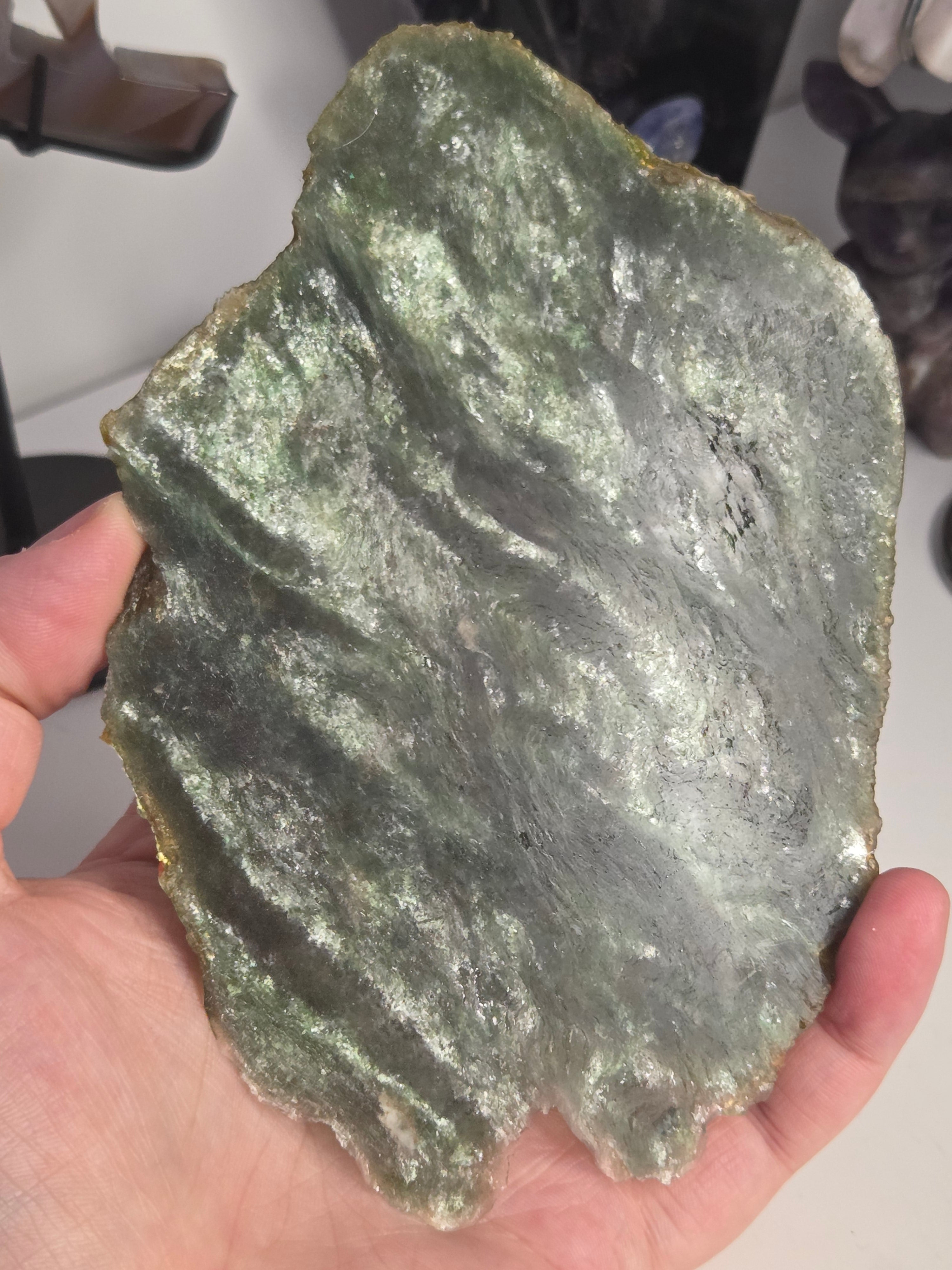 Amazing  Green Mica crystal slice with stand