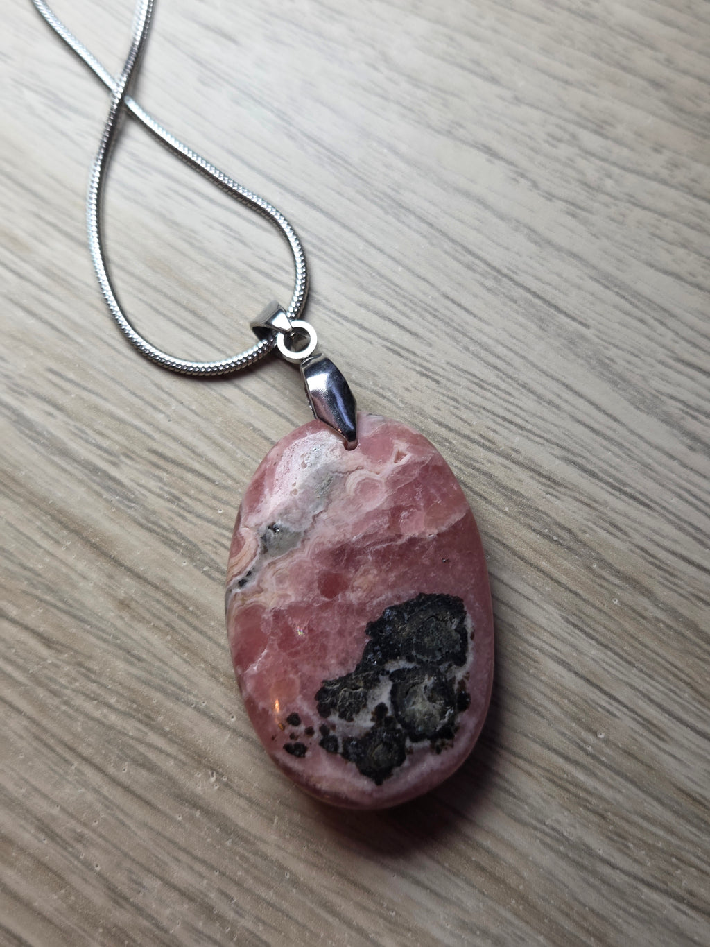 Rhodochrosite crystal handmade necklace
