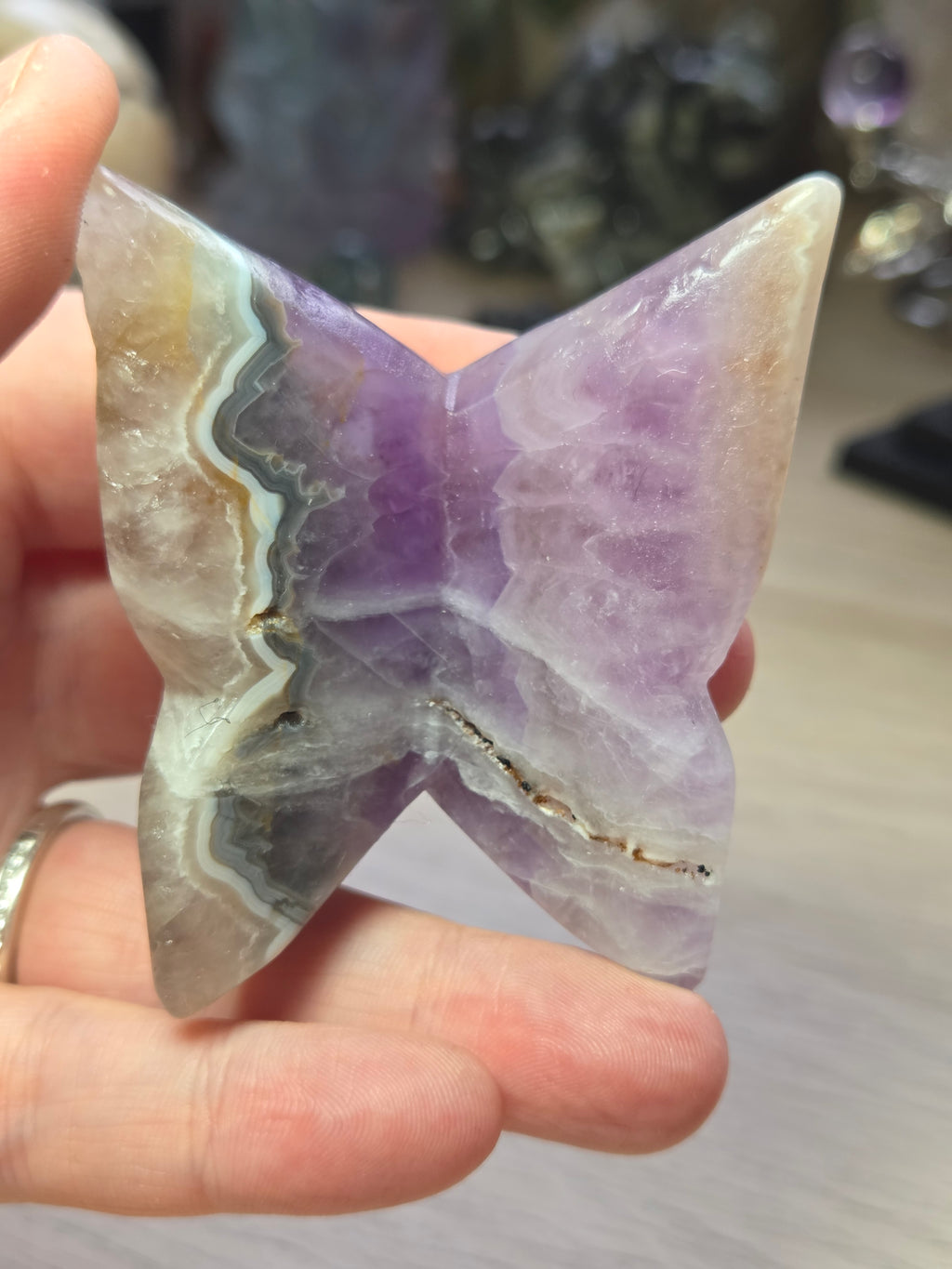 Crazy agate Amethyst butterfly