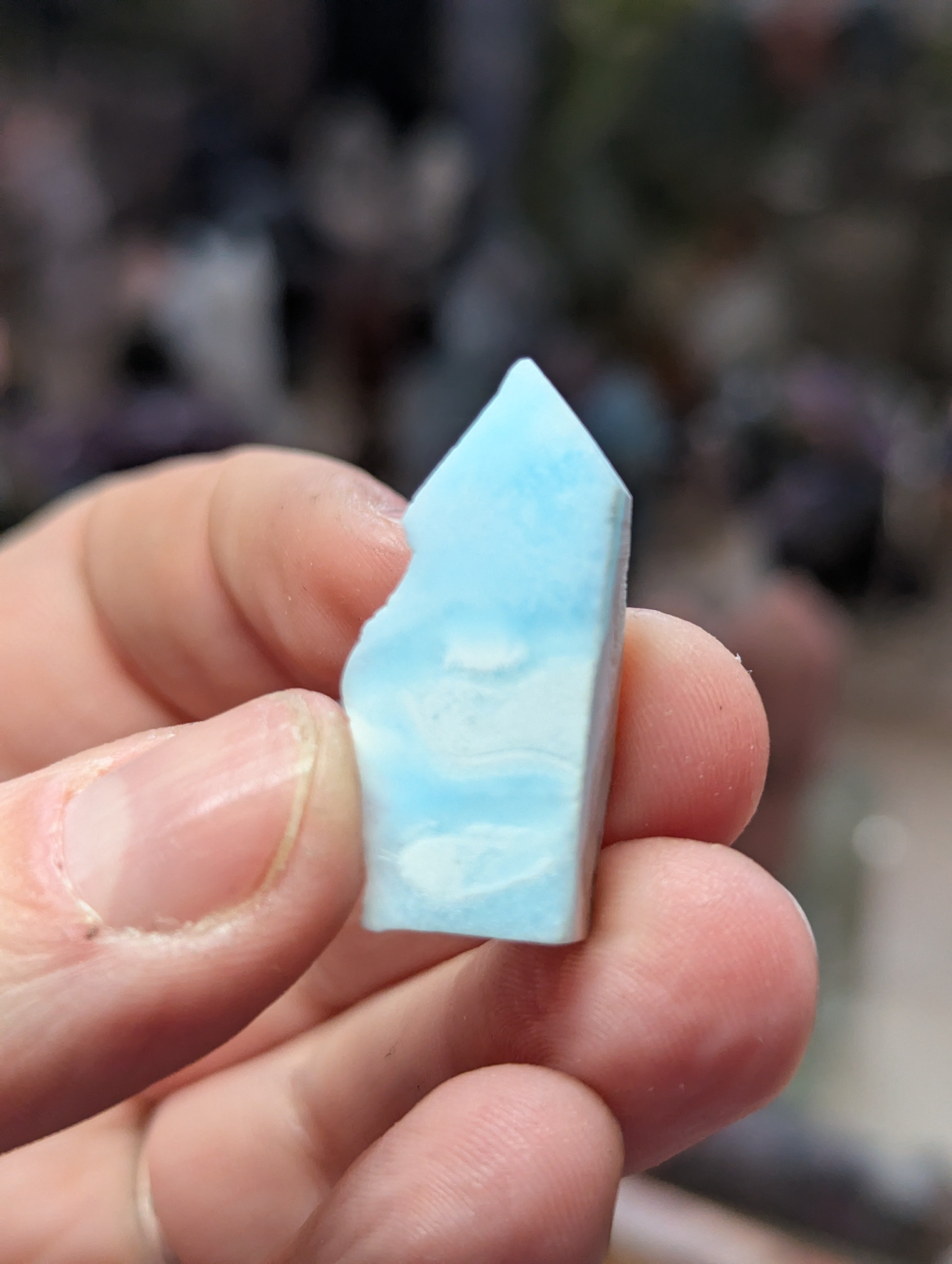 Raw Larimar crystal tower