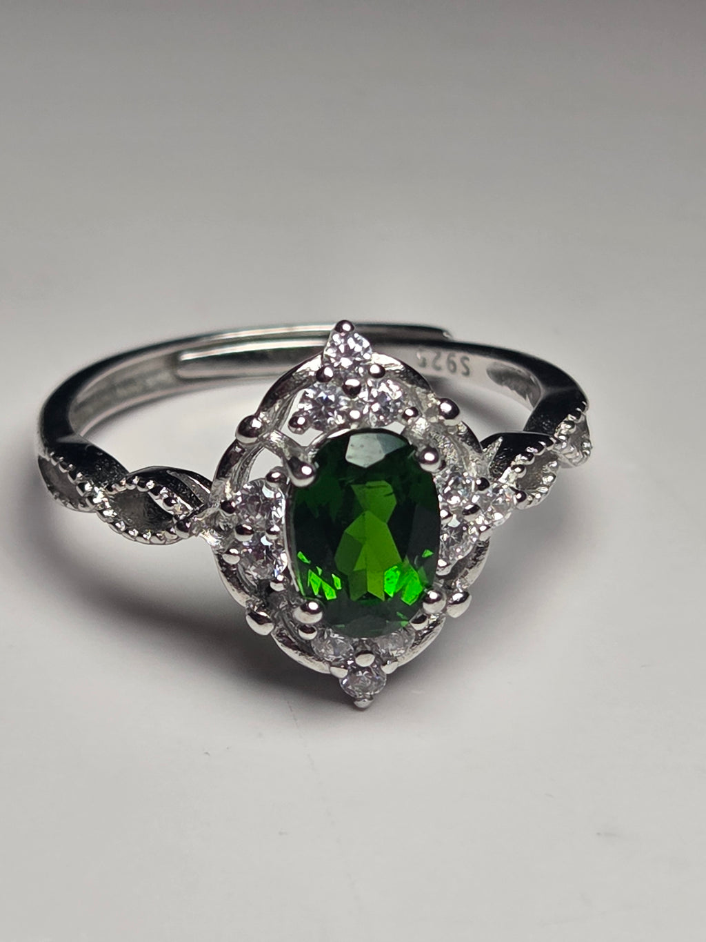 DIopside gemstone crystal Adjustable ring S295