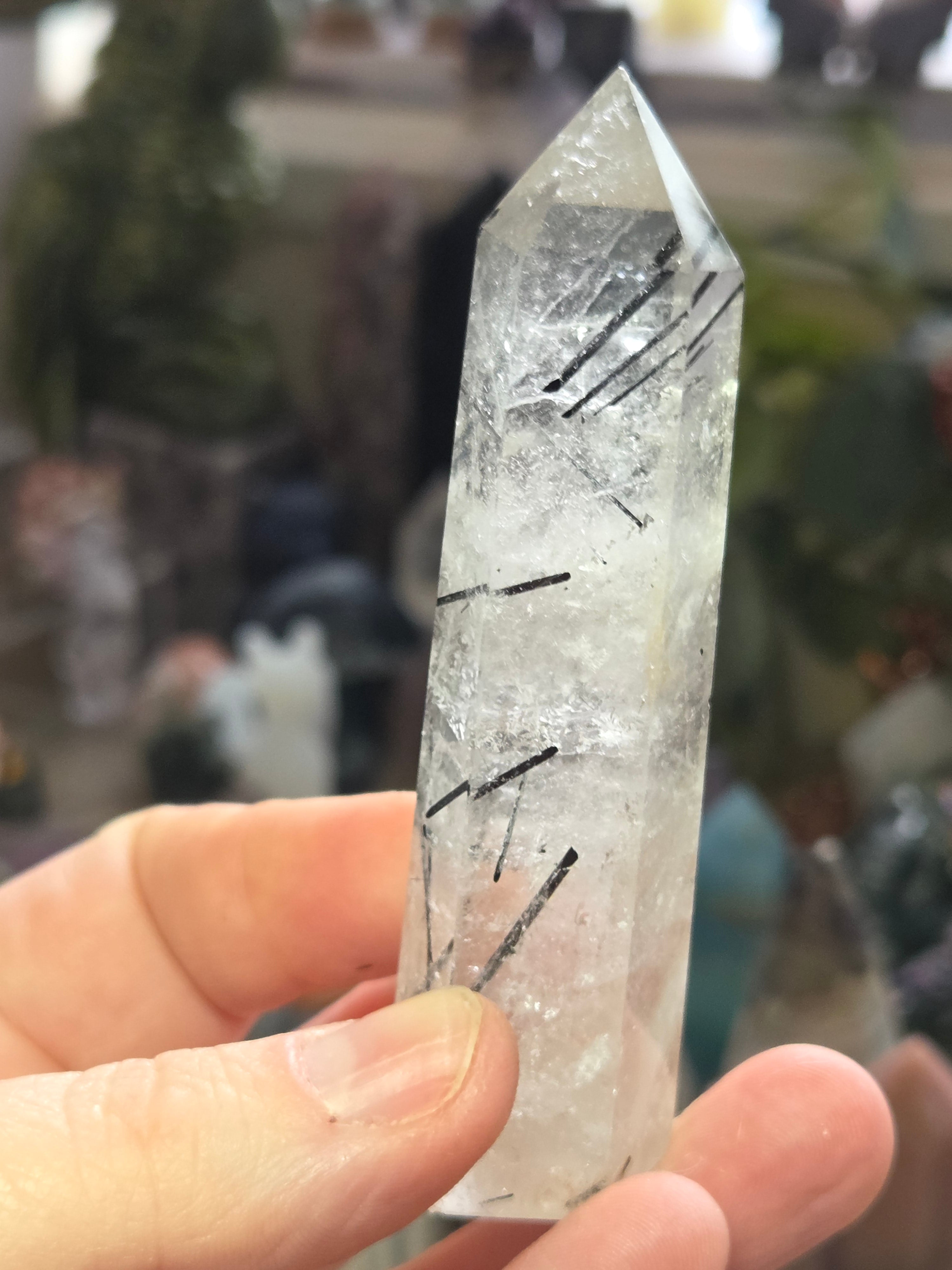 Grade A black Tourmaline rutile crystal tower