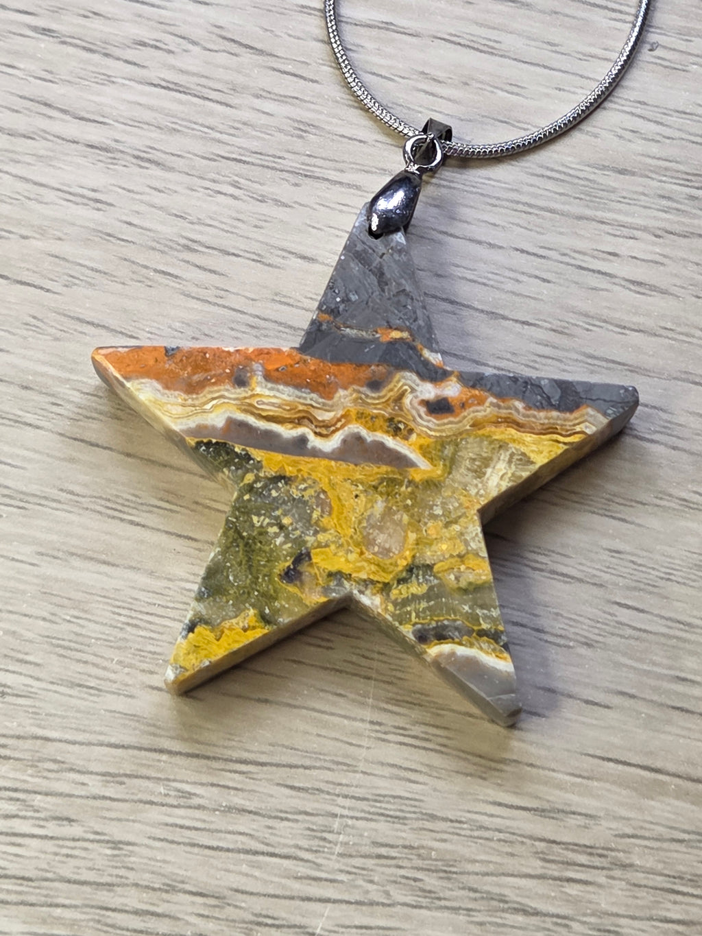 Bumblebee jasper crystal star necklace