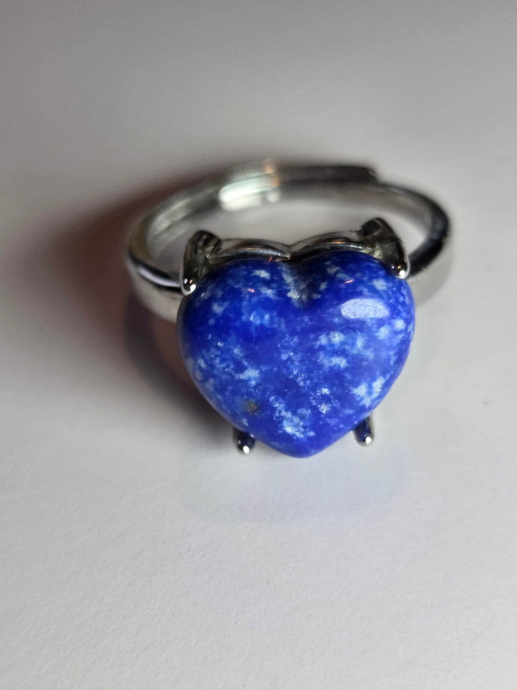 Lapis Lazuli crystal heart Adjustable ring