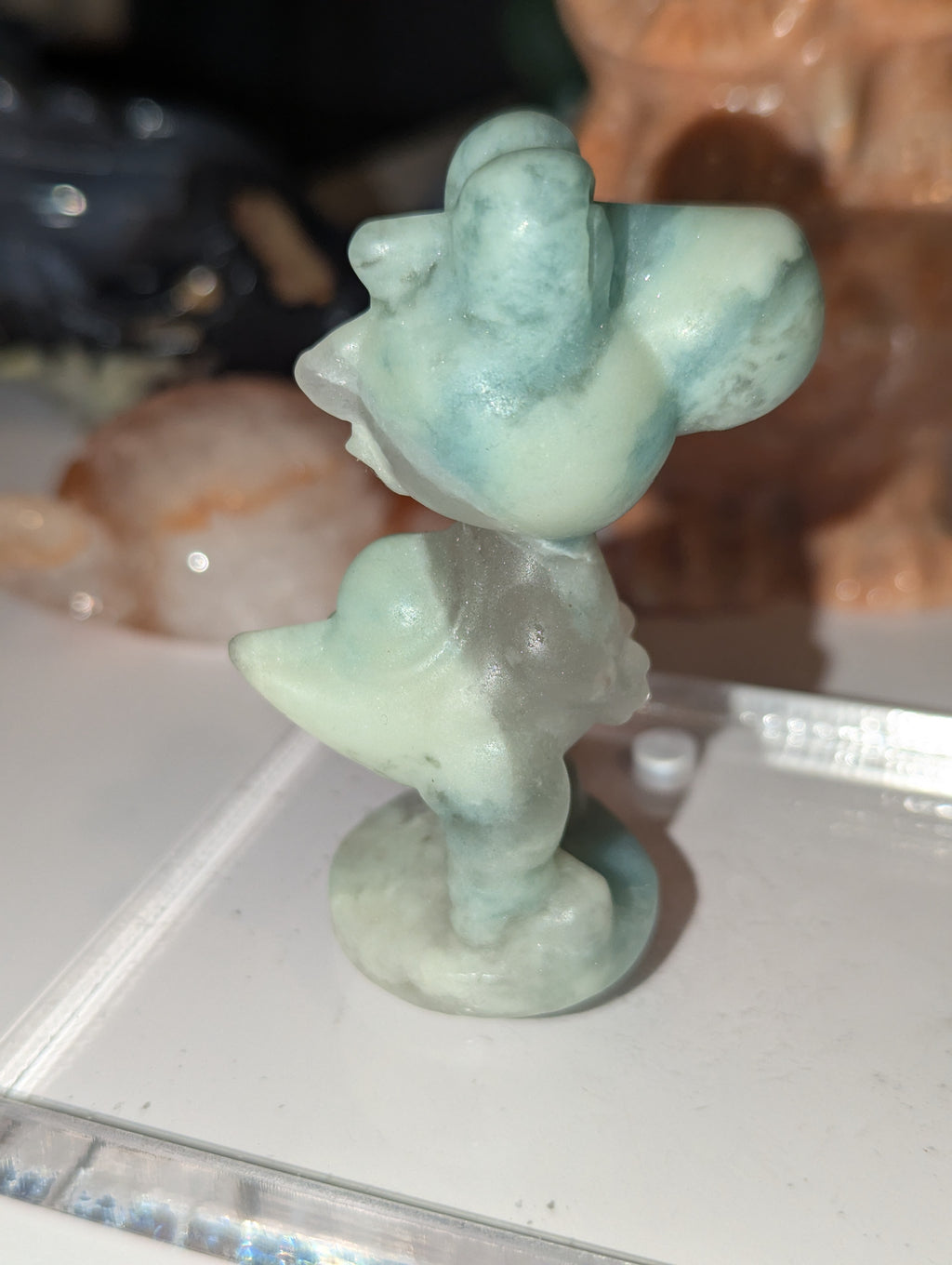 Blue jade crystal Yoshi carving