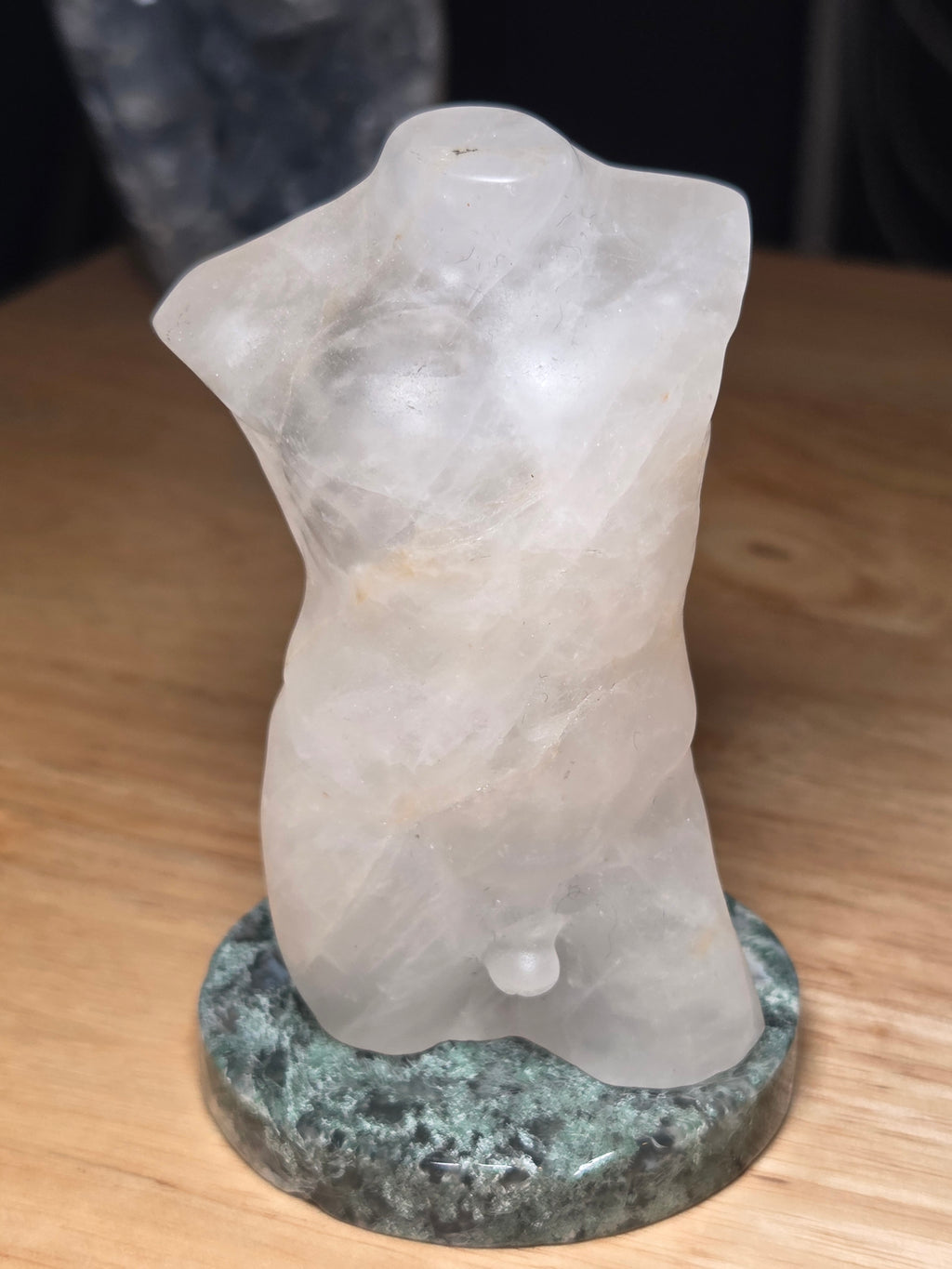 Clear quartz crystal male body carving