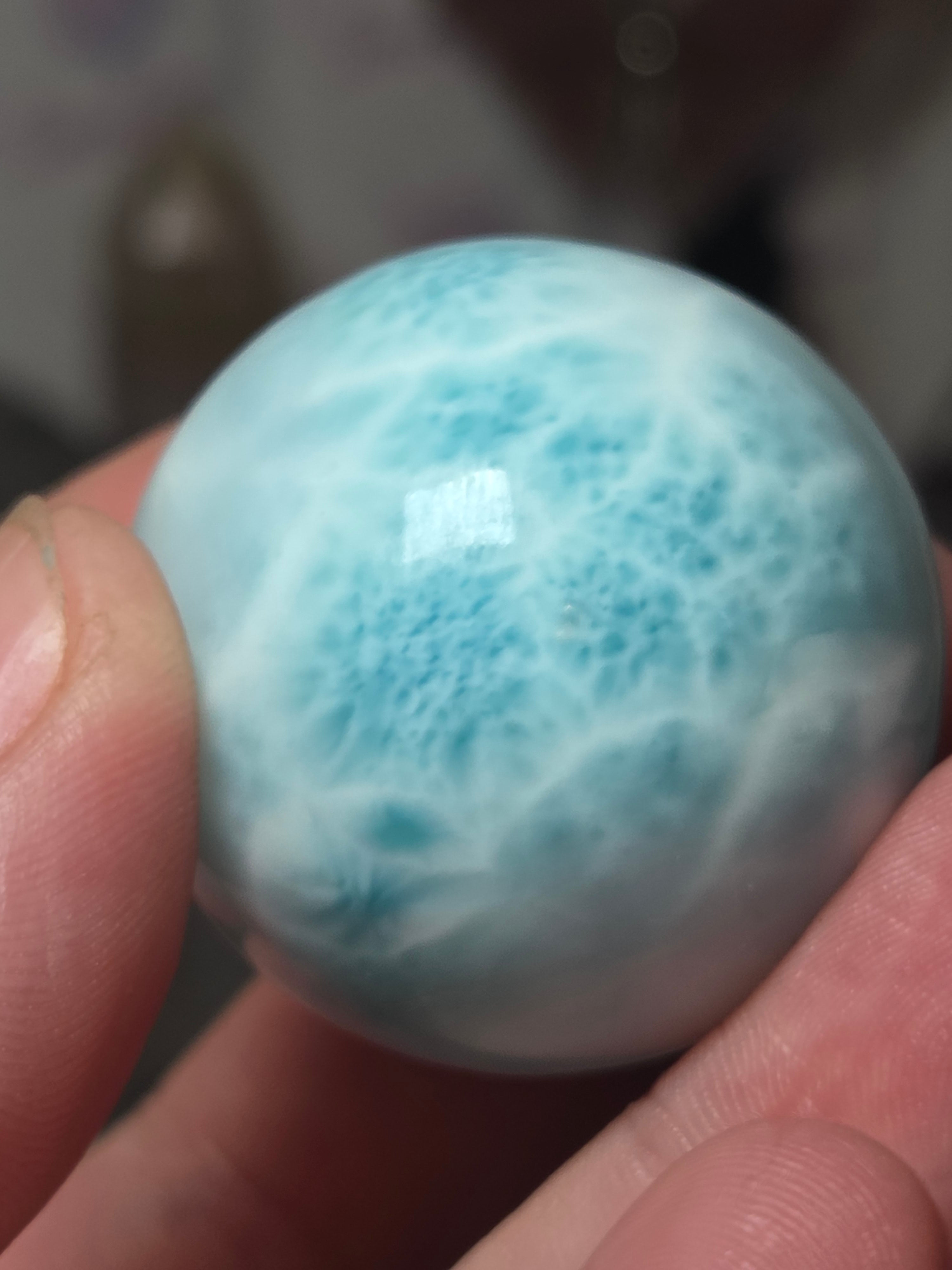 Rare beautiful Larimar crystal sphere with certificate