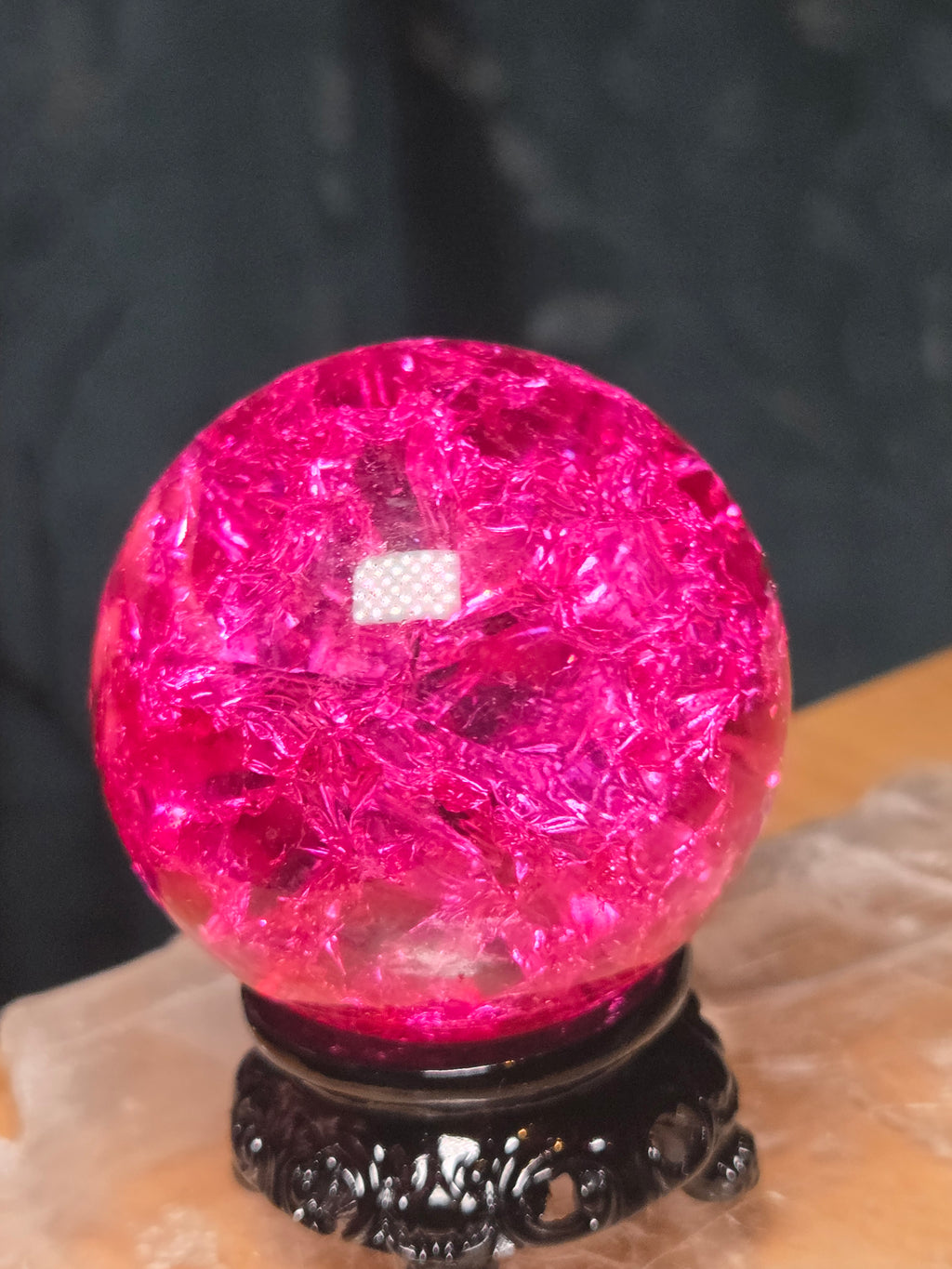 Pink Crackle Glass sphere