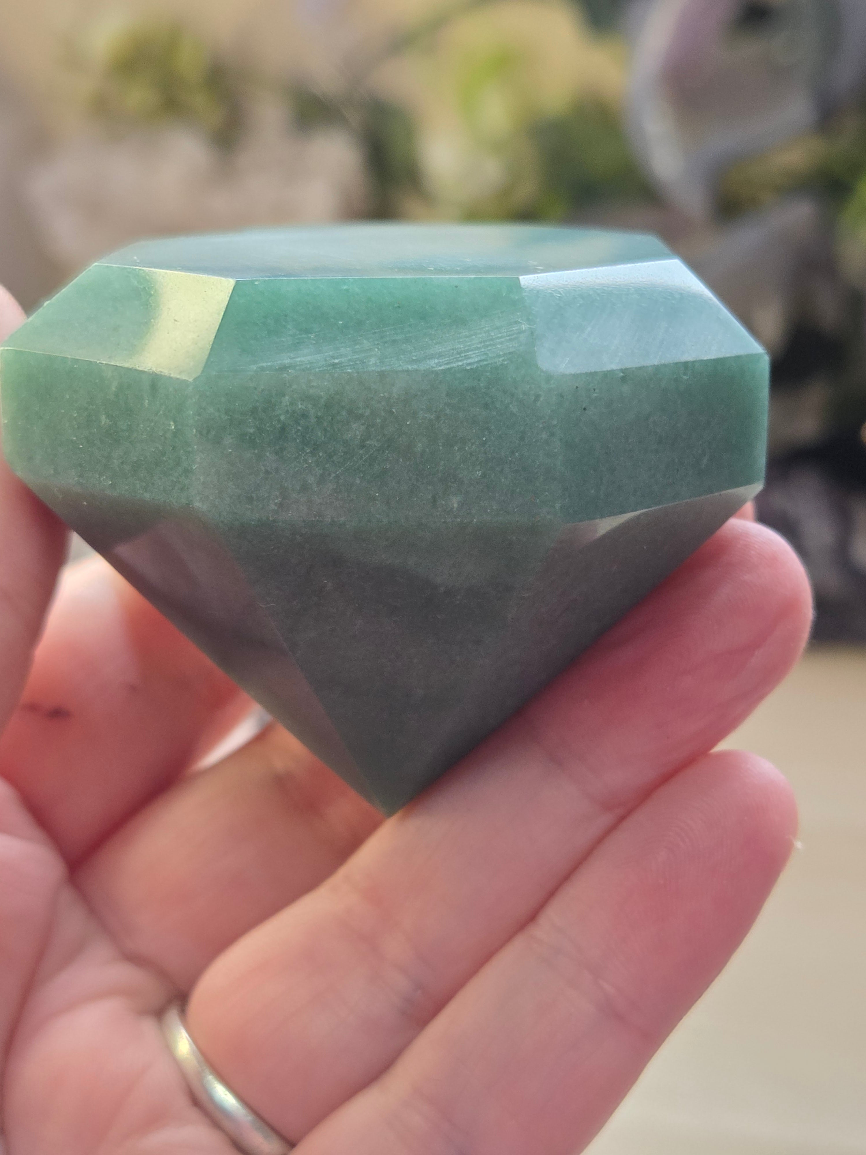 Beautiful Green Aventurine crystal diamond carving