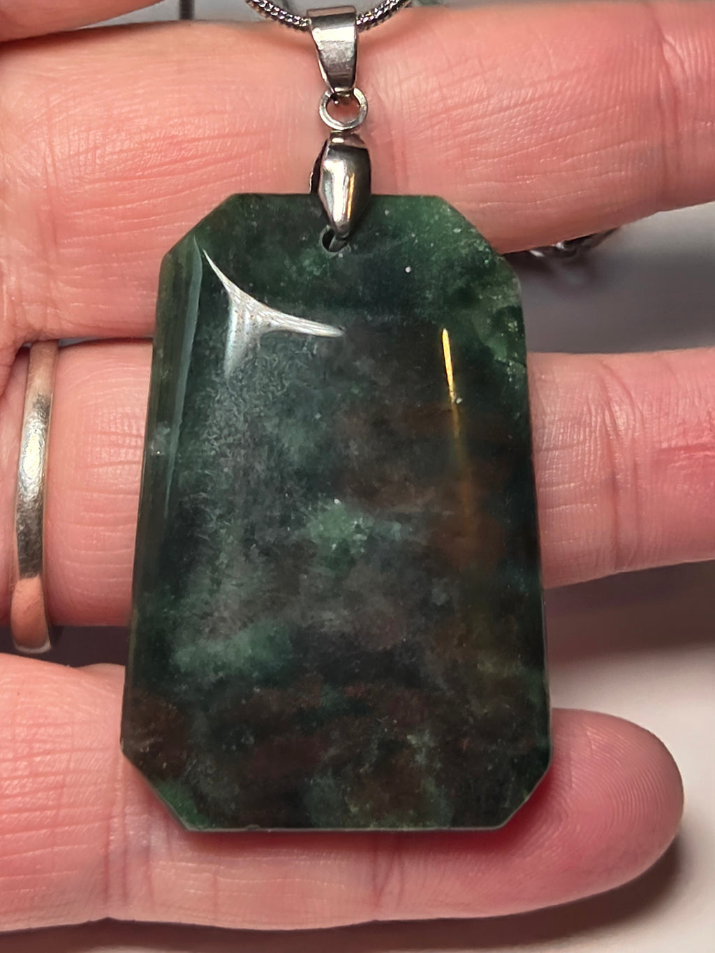 Stunning moss Agate crystal handmade necklace