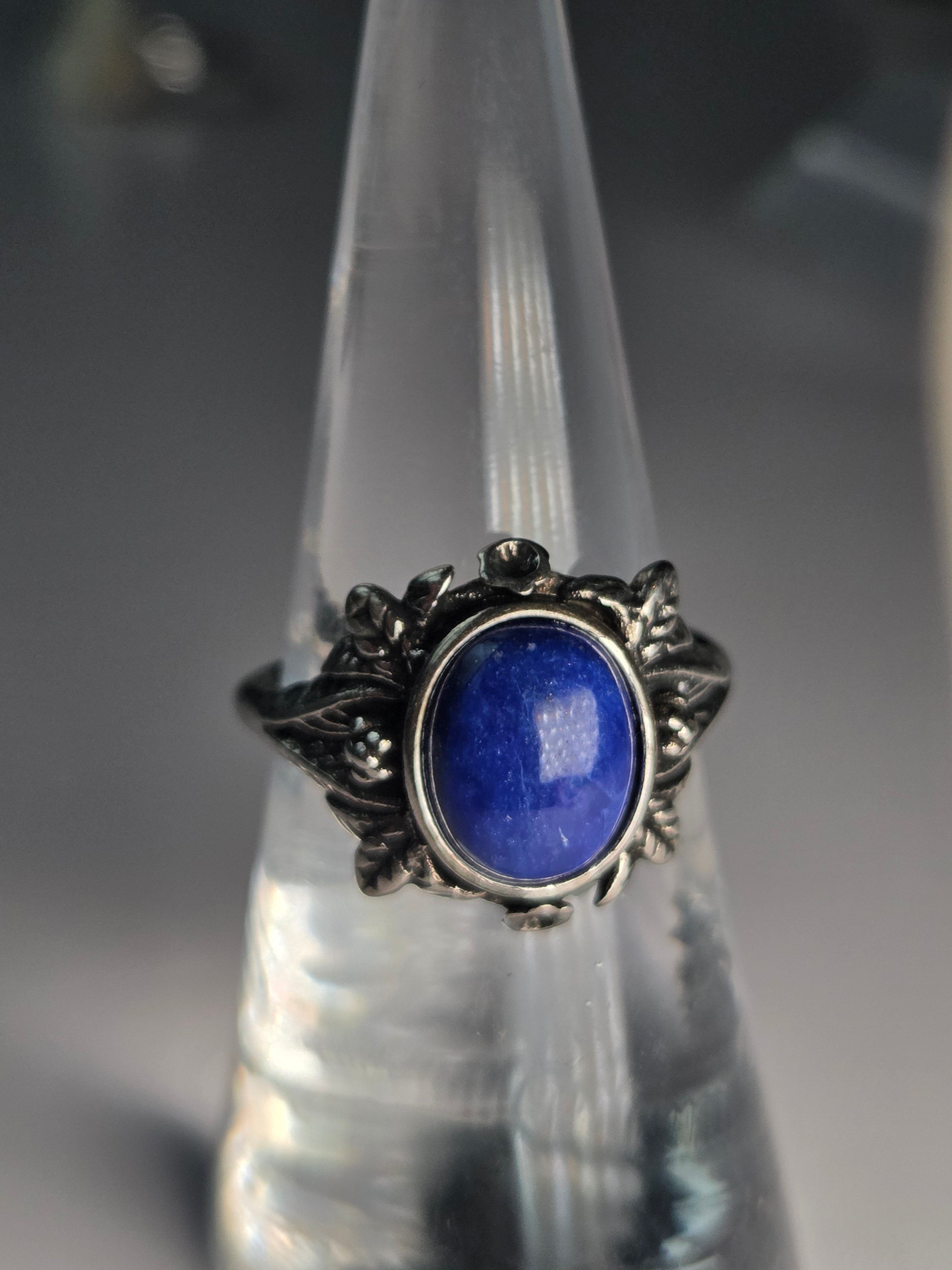 Sodalite crystal adjustable ring stainless steel