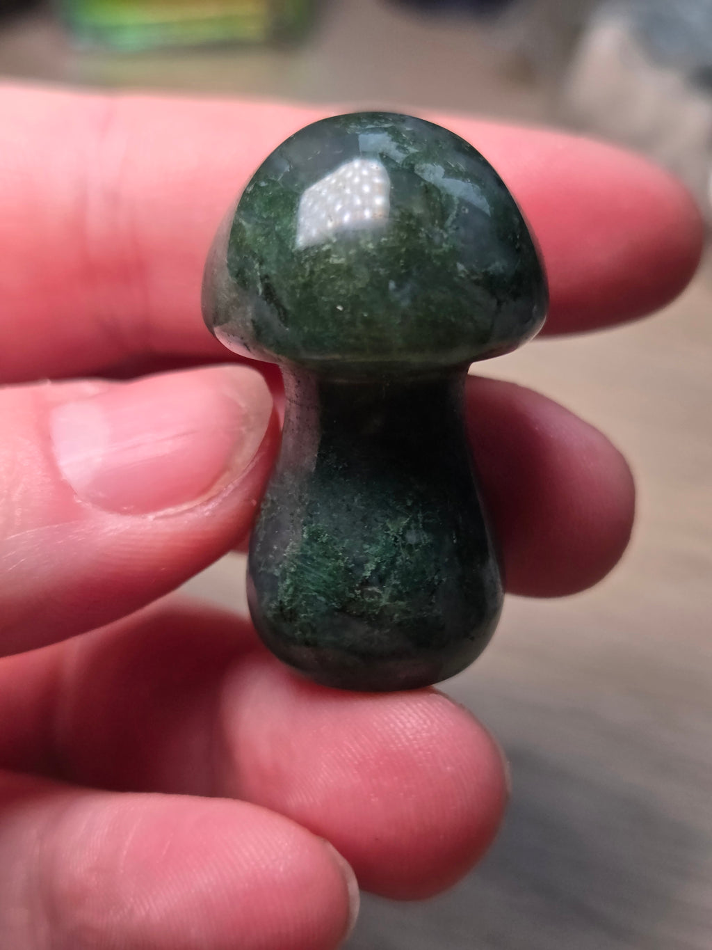 Moss Agate crystal mushroom