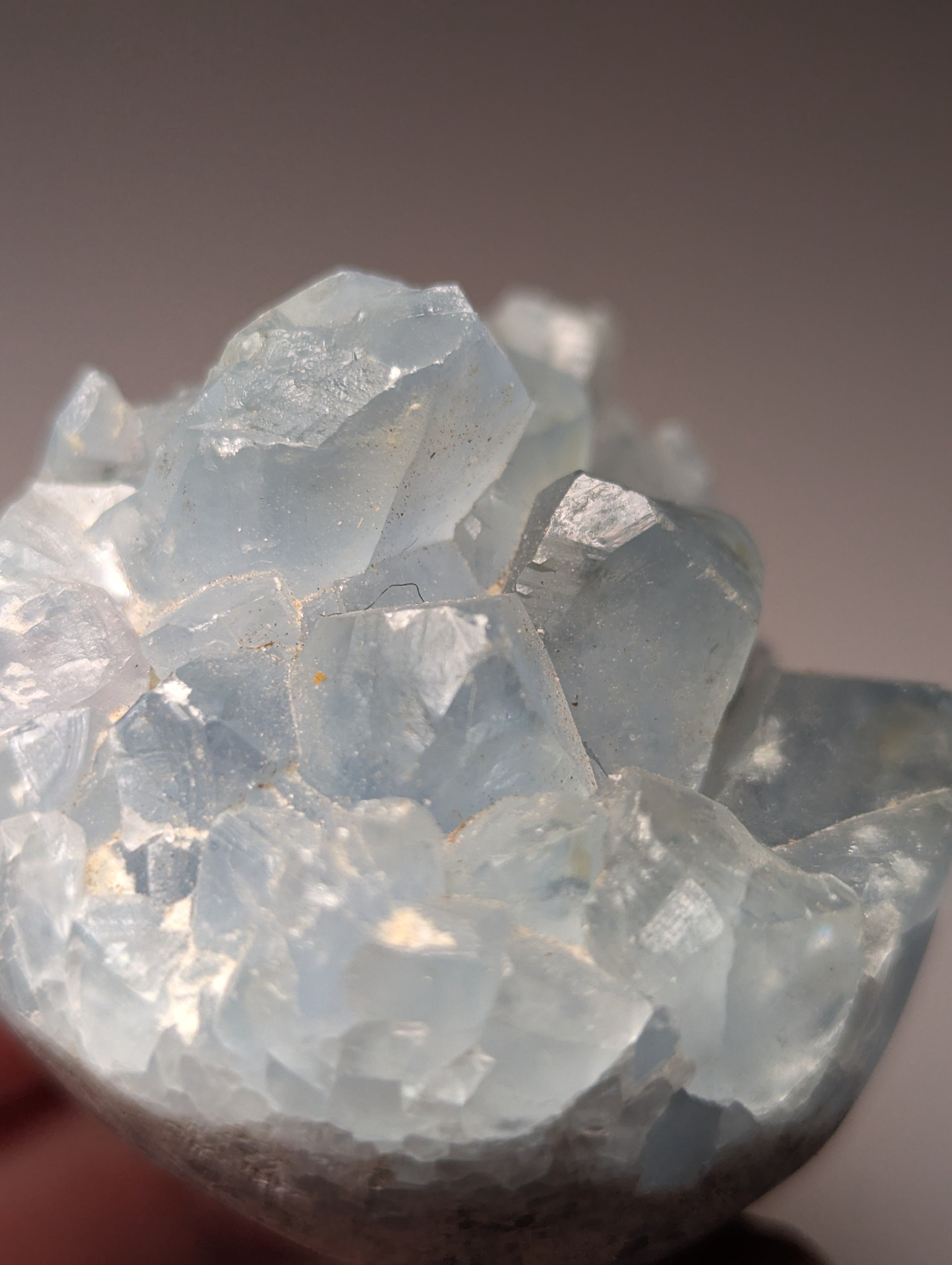 Blue calcite crystal Egg carving