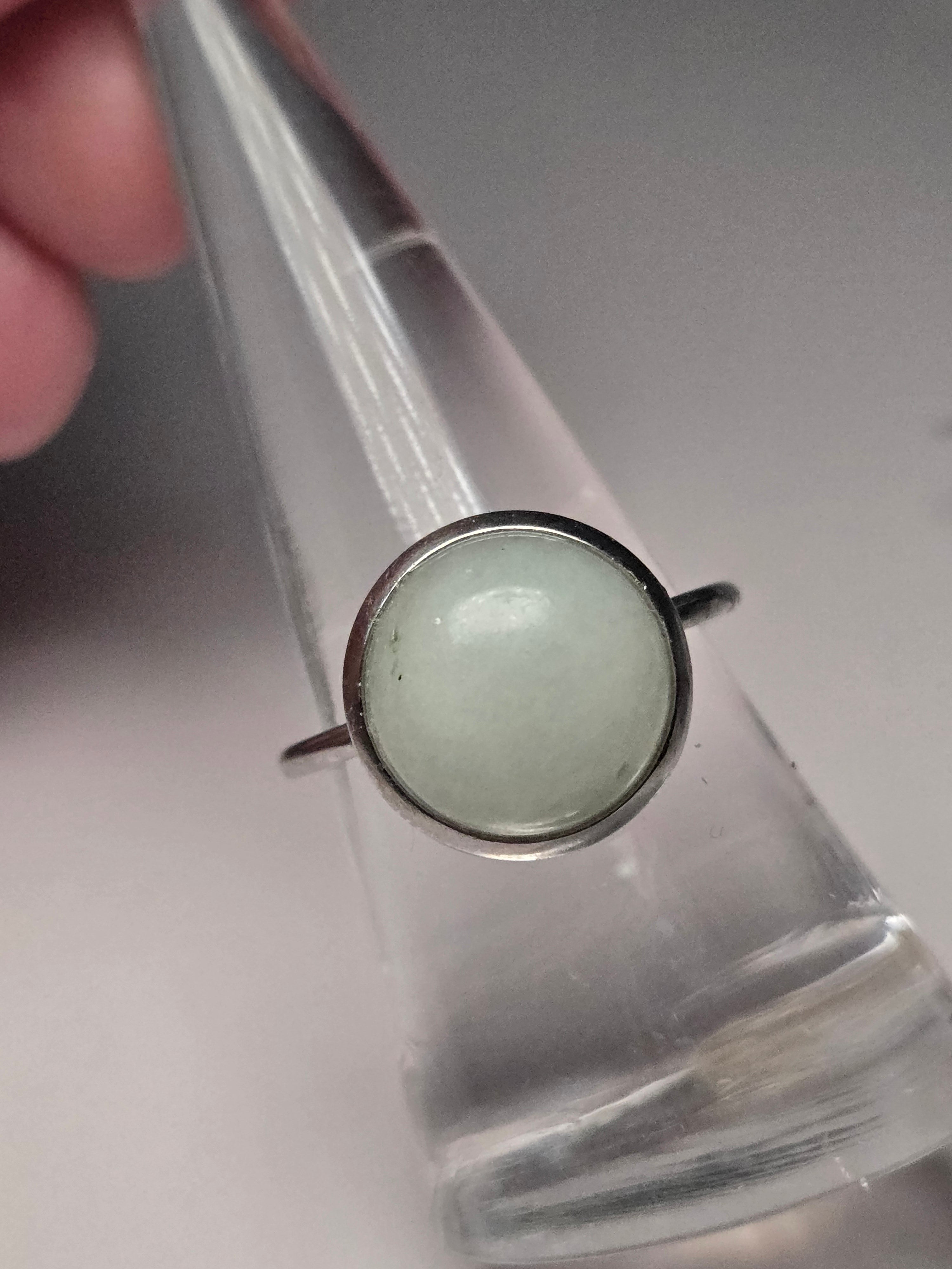 Green jade crystal adjustable ring stainless steel