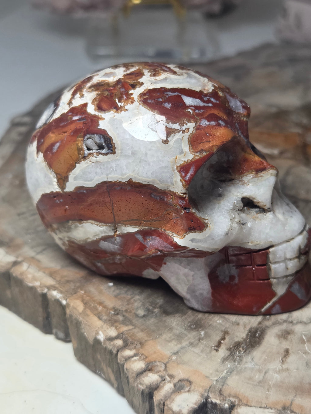 Beautiful natural red agate crystal Skull