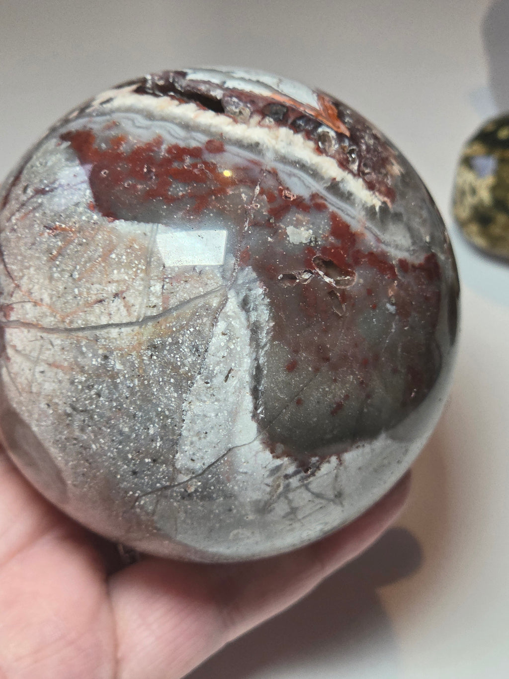 Mexican crazy lace agate crystal sphere  with imperfections