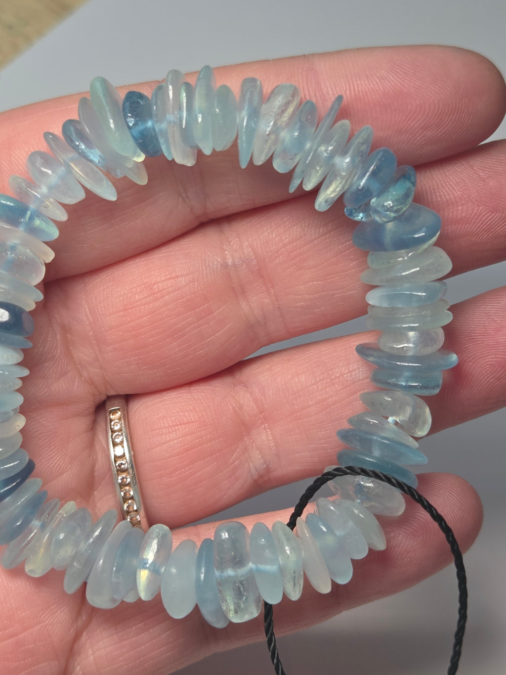 Natural  Aquamarine crystal chip bracelet