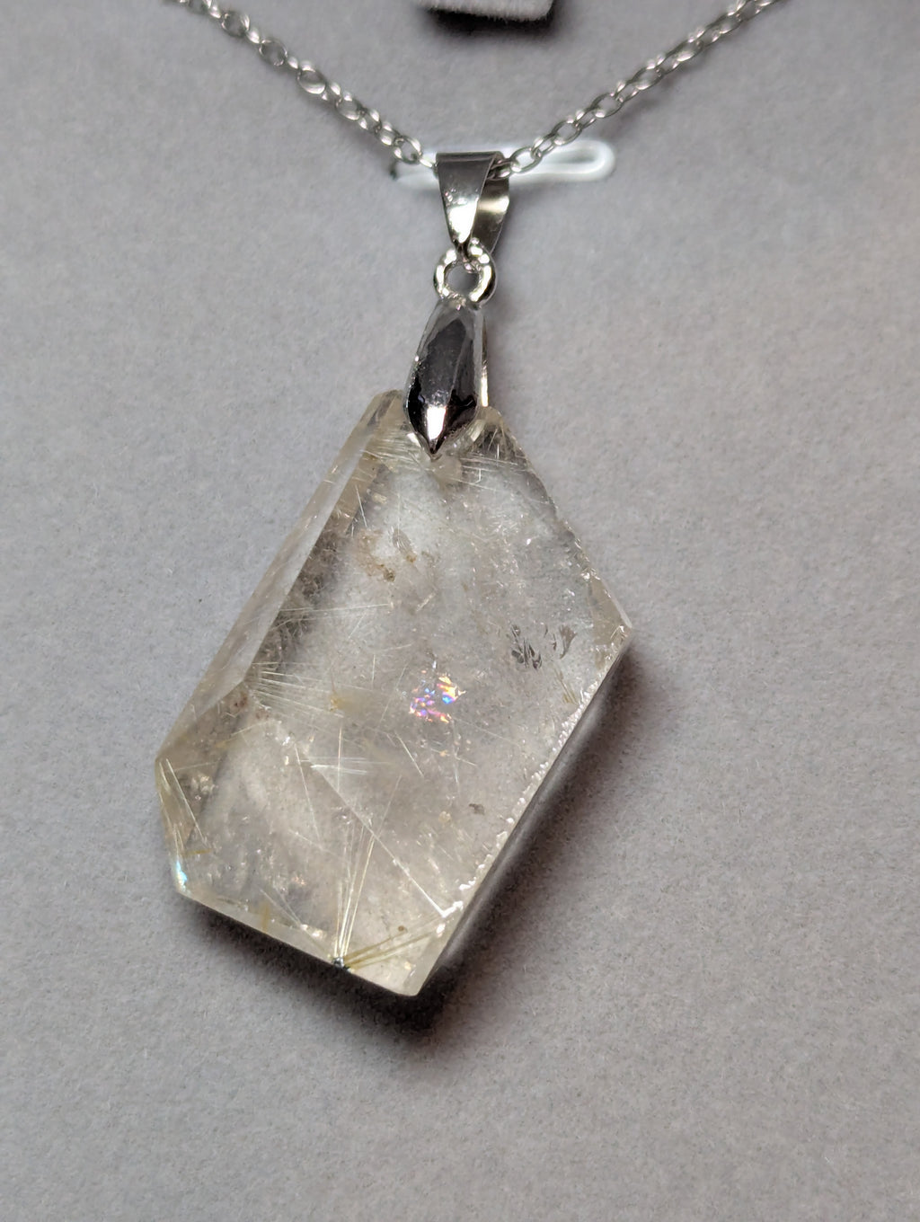 Golden  hair rutile crystal handmade necklace