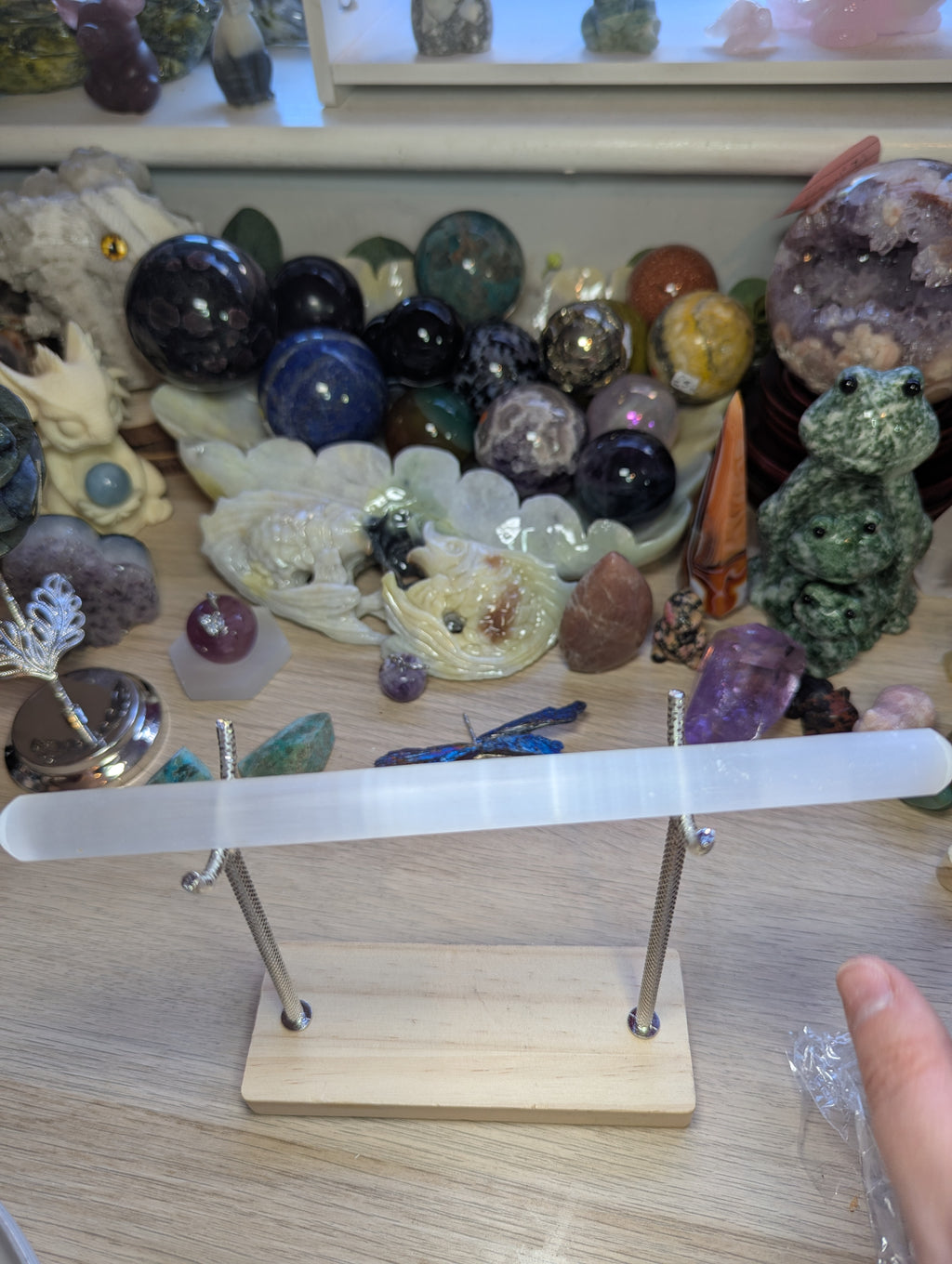 Selenite crystal ring stand