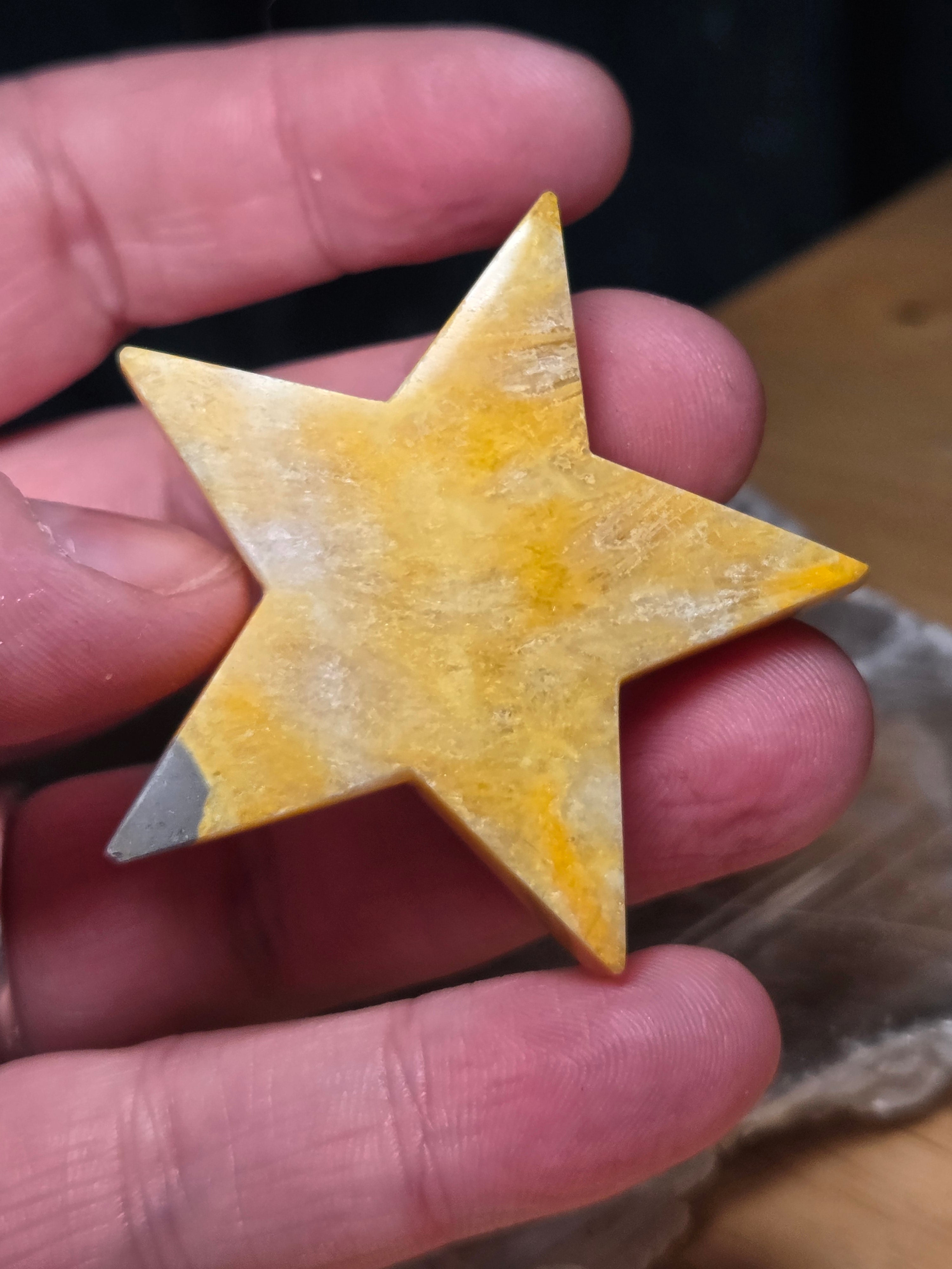 Bumblebee jasper crystal star carving