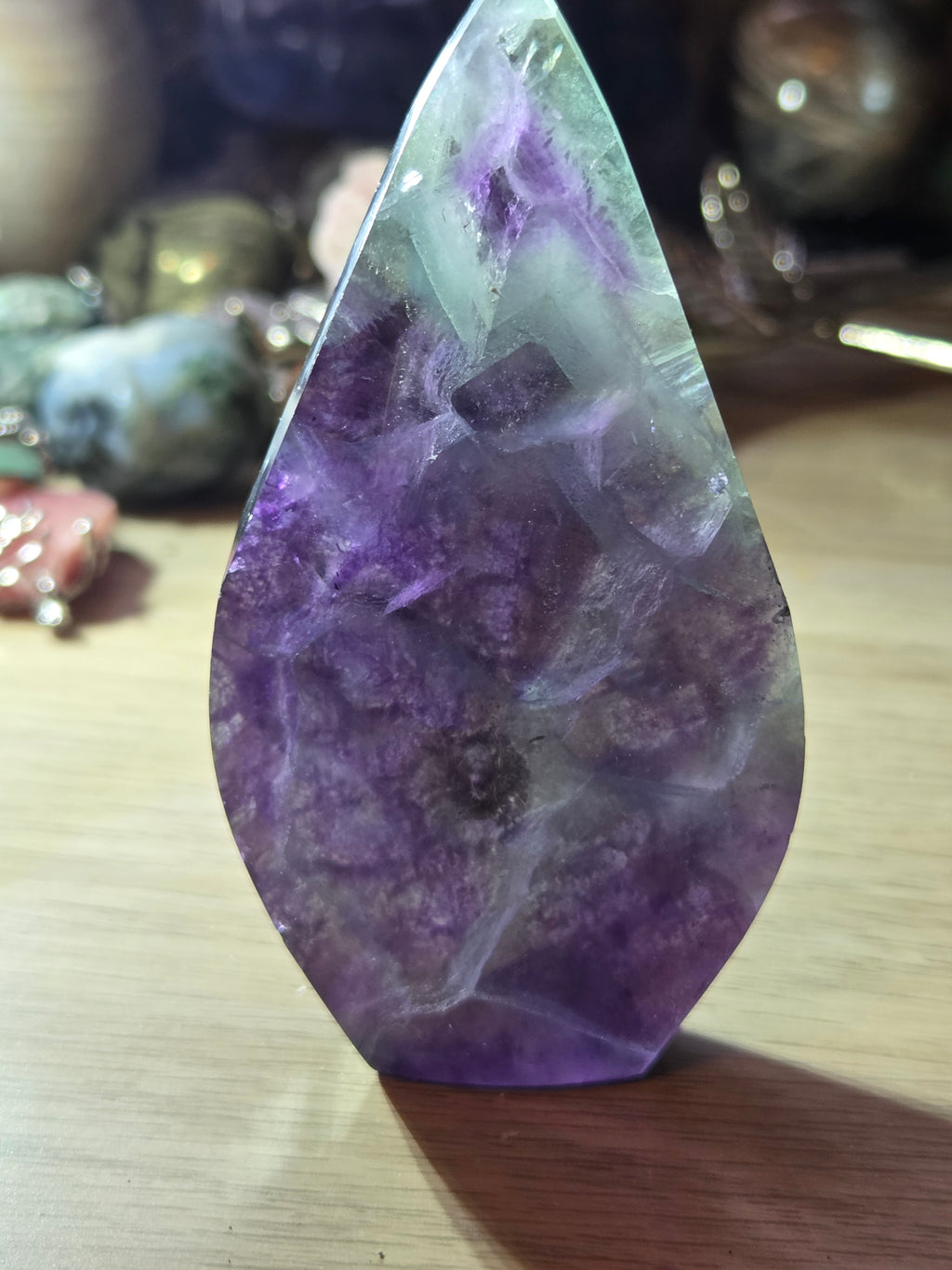 Flourite crystal tear drop carving
