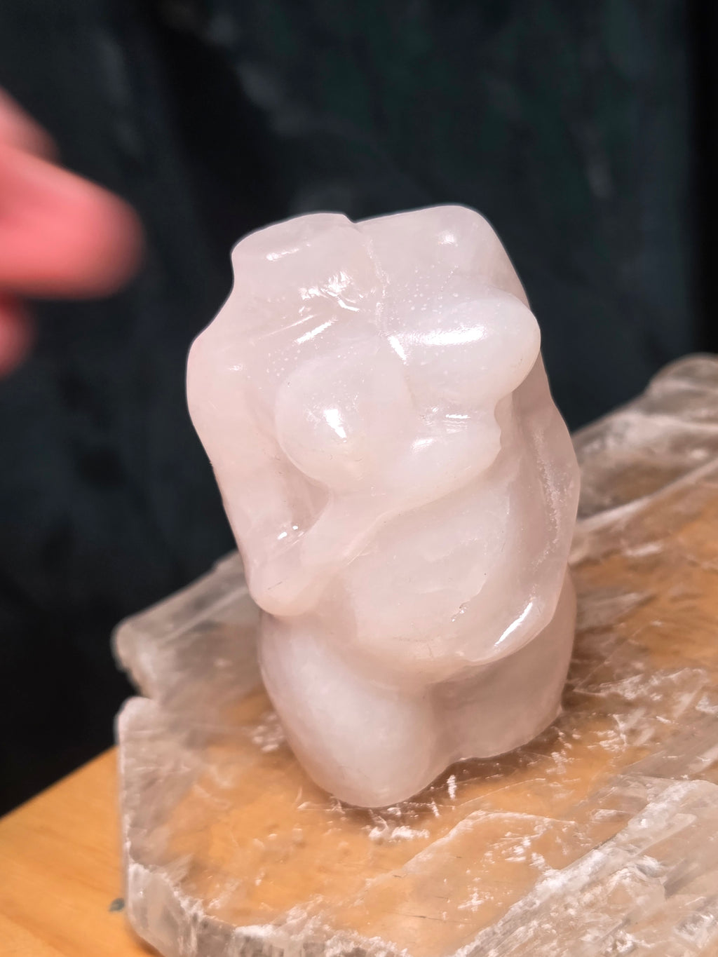 Clear quartz crystal pregnant body carving