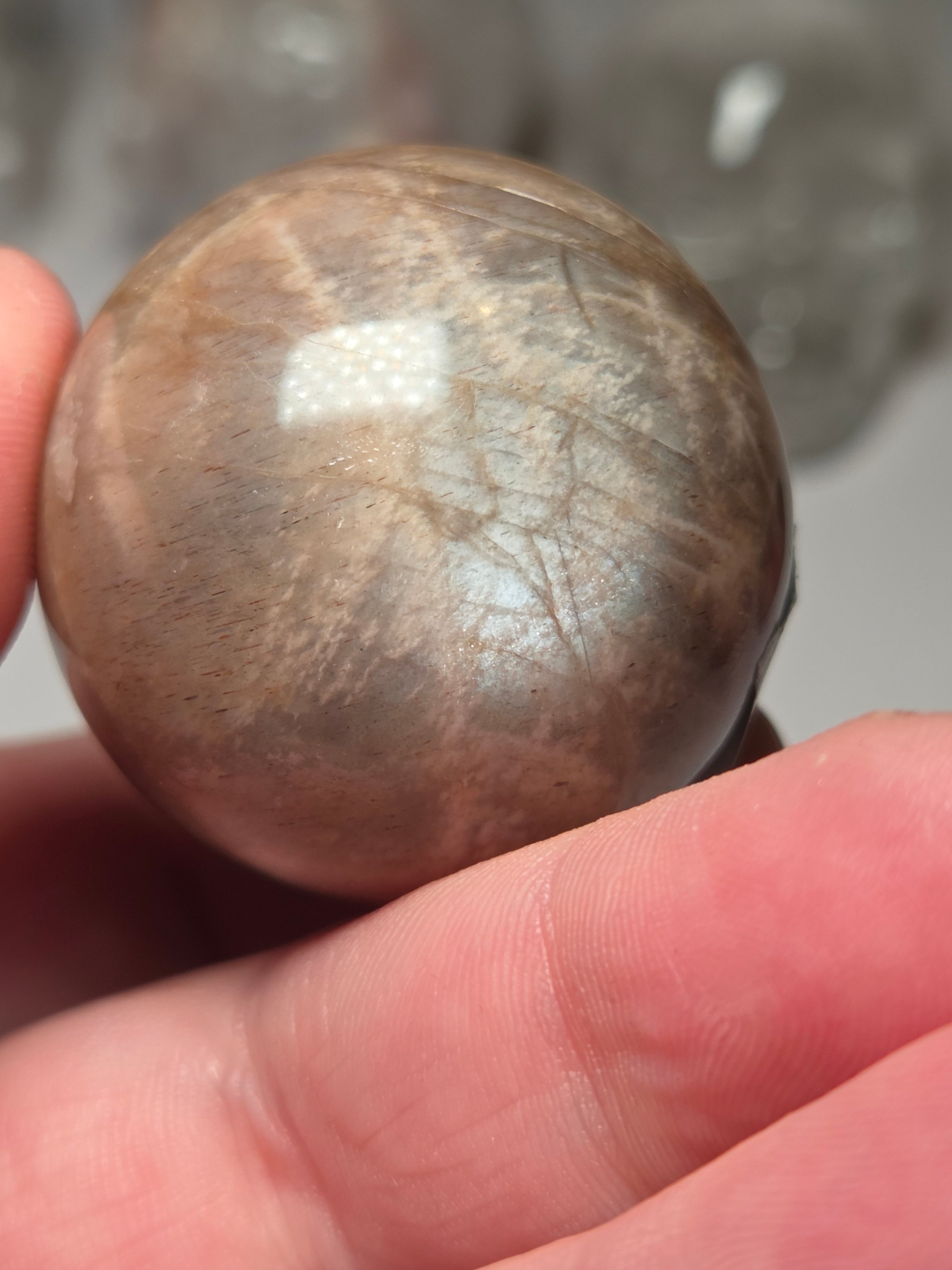 Grade A Black Moonstone with Sunstone with stand