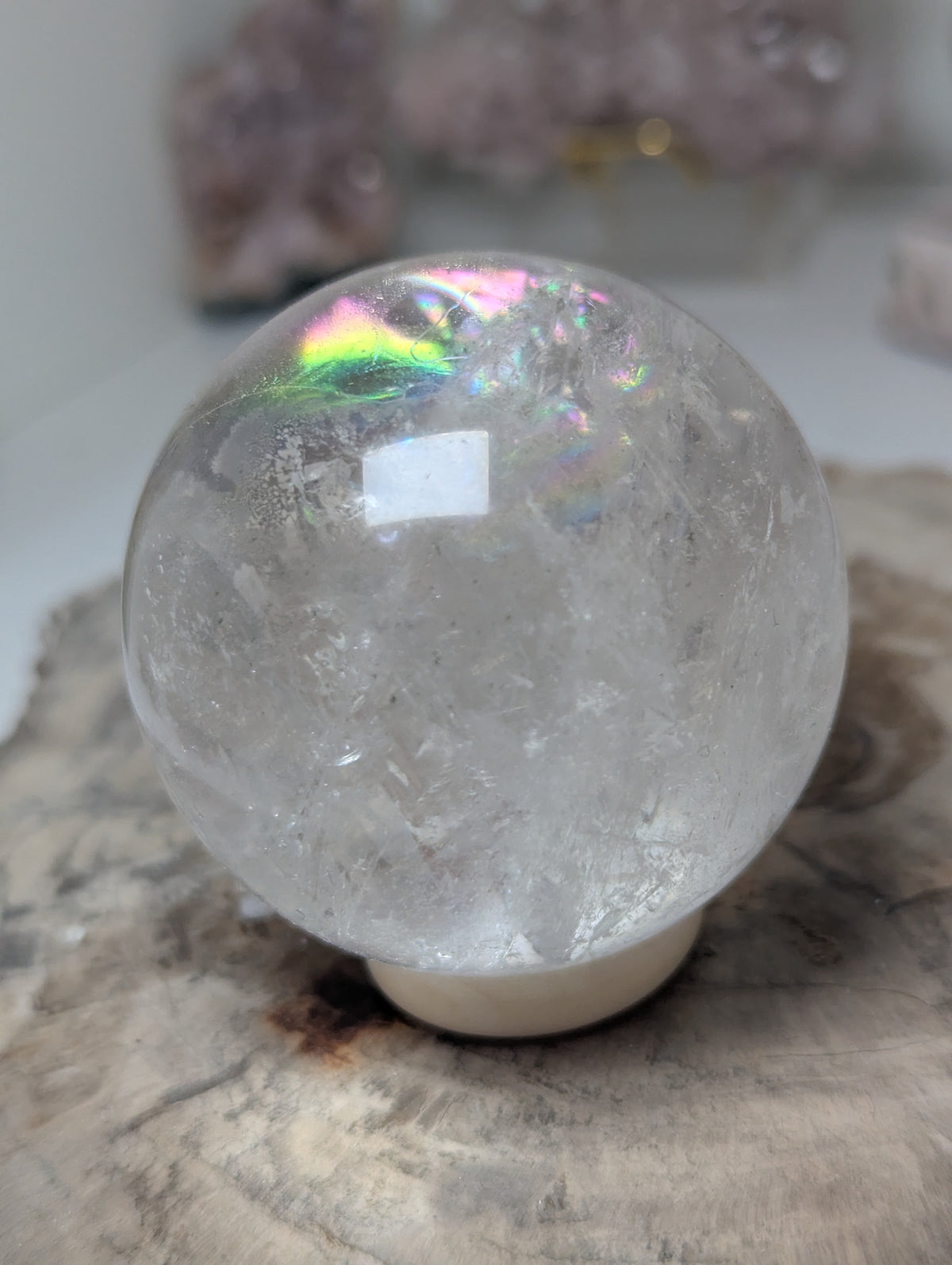 Clear quartz crystal sphere