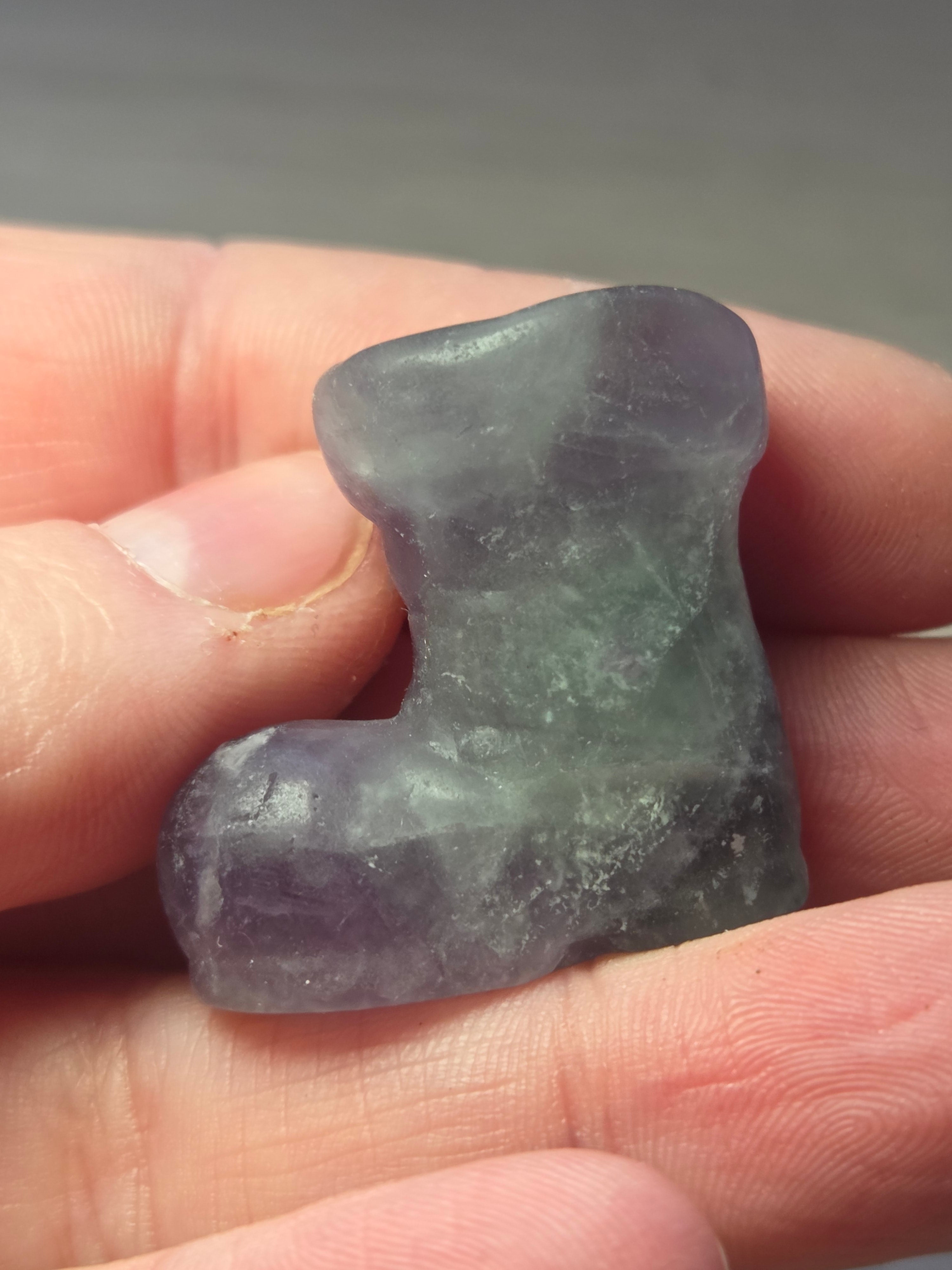 Flourite crystal  boot carving