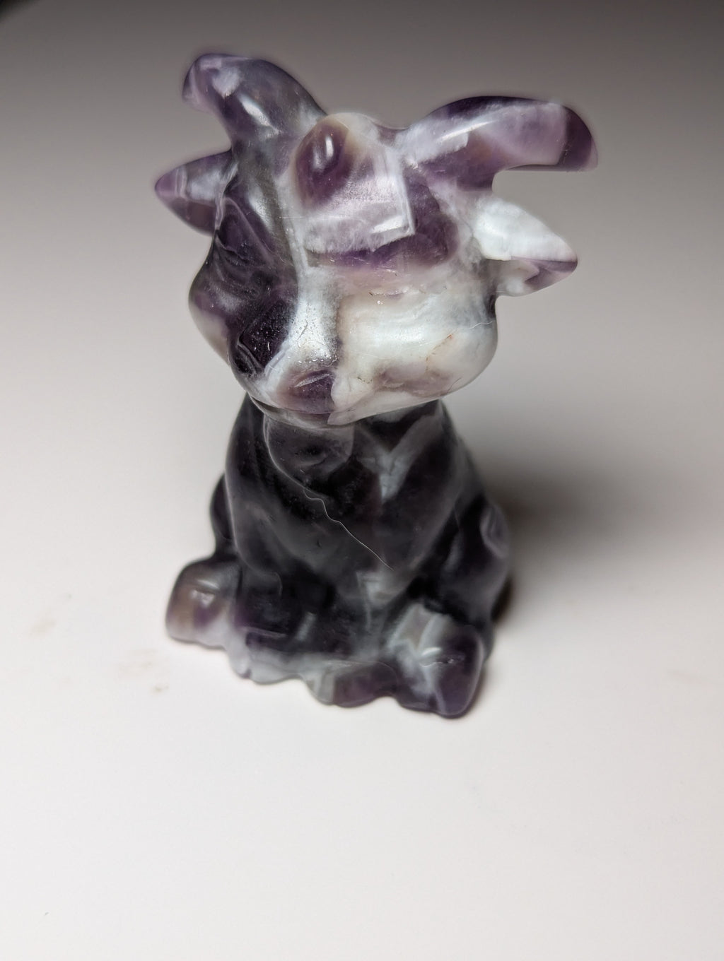 Dream Amethyst crystal Goat carving