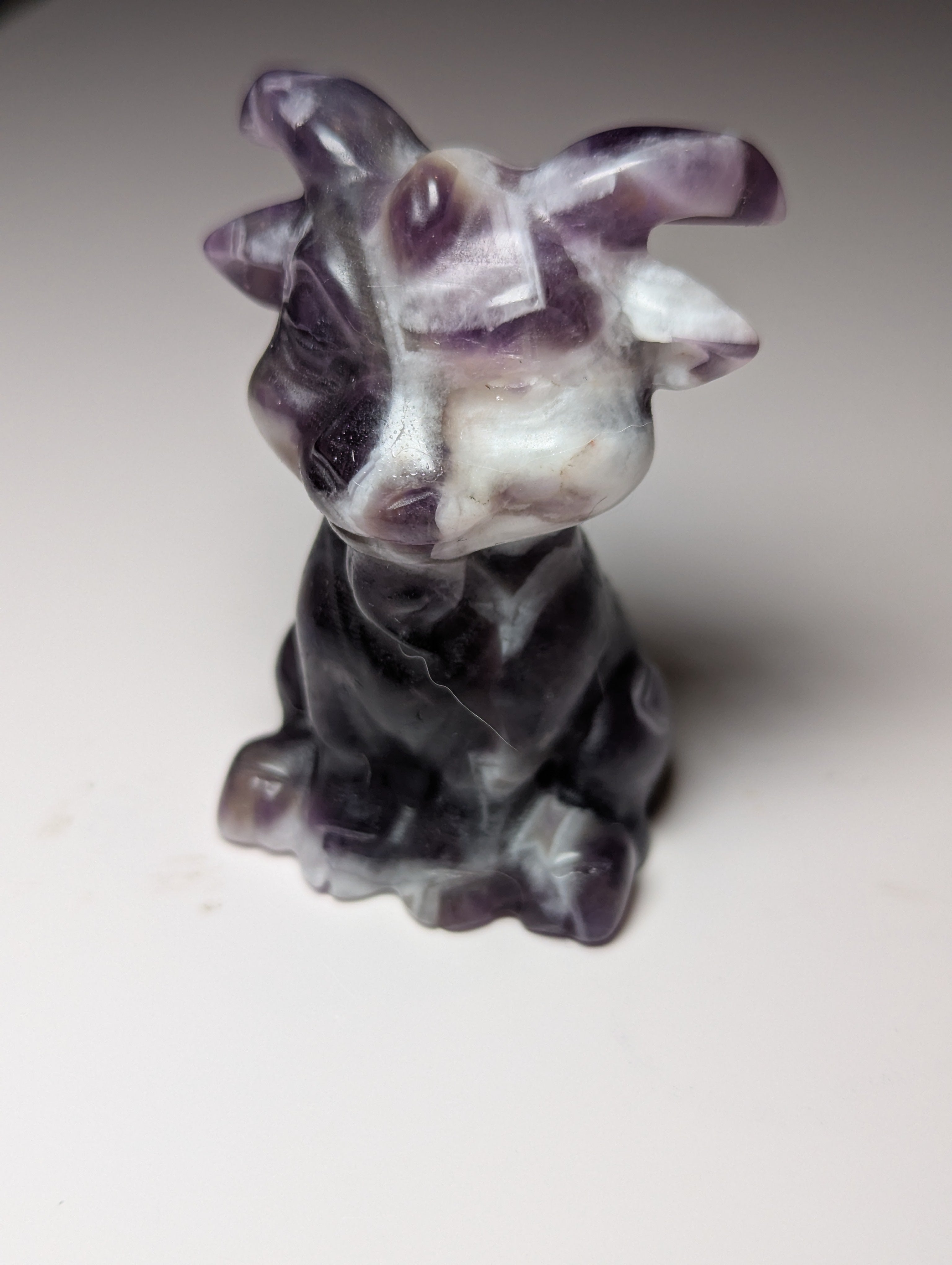 Dream Amethyst crystal Goat carving