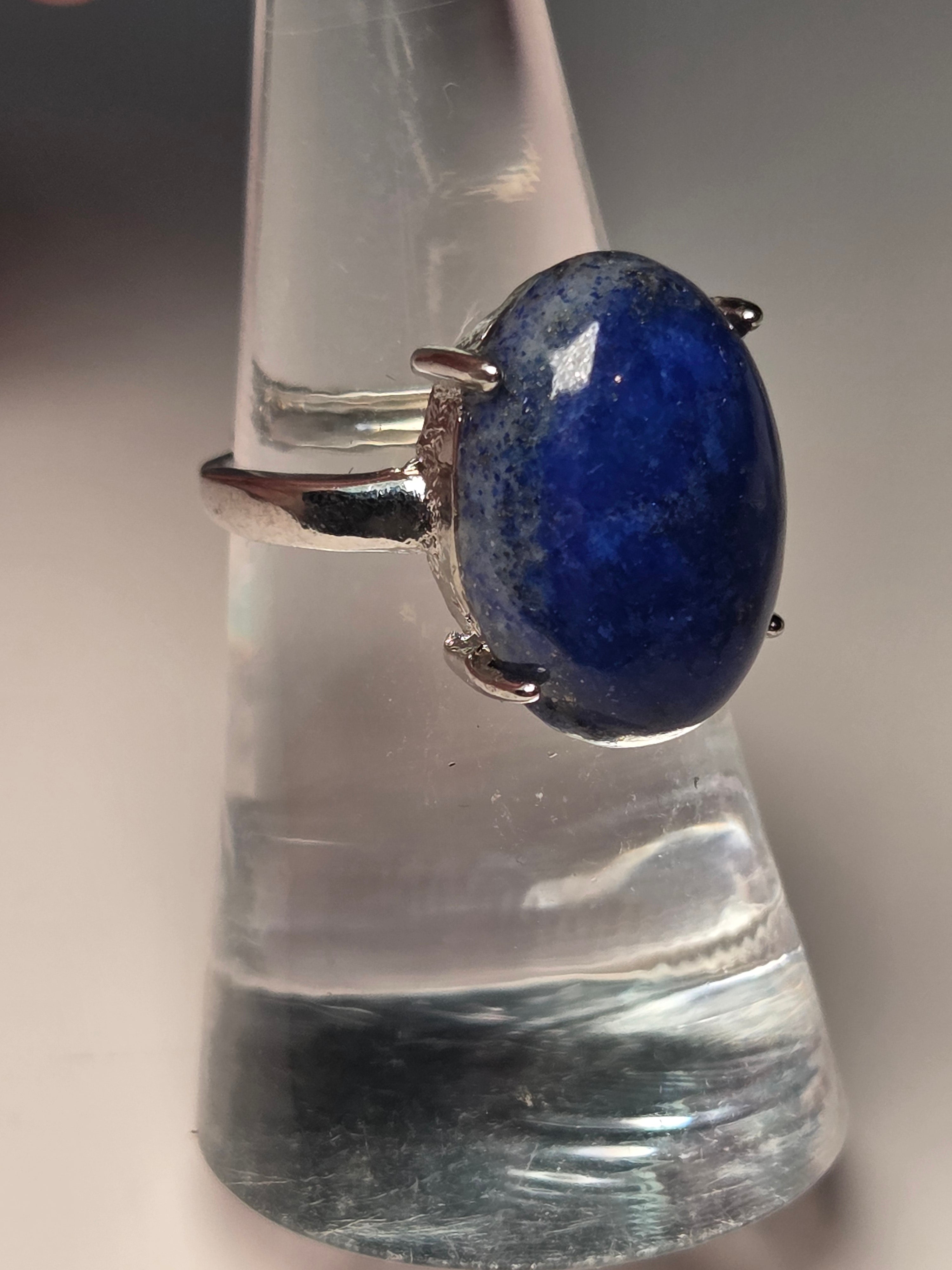 Lapis lazuli crystal adjustable ring