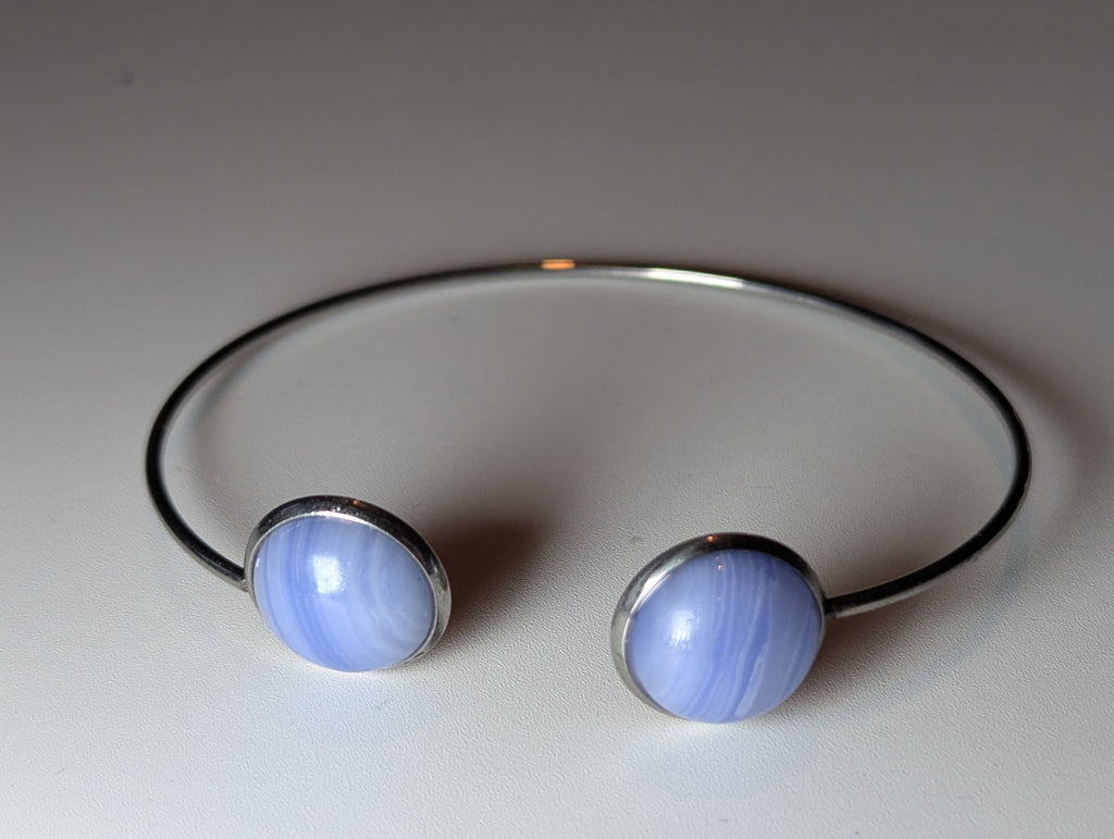 Blue lace handmade bracelet adjustable stainless steel