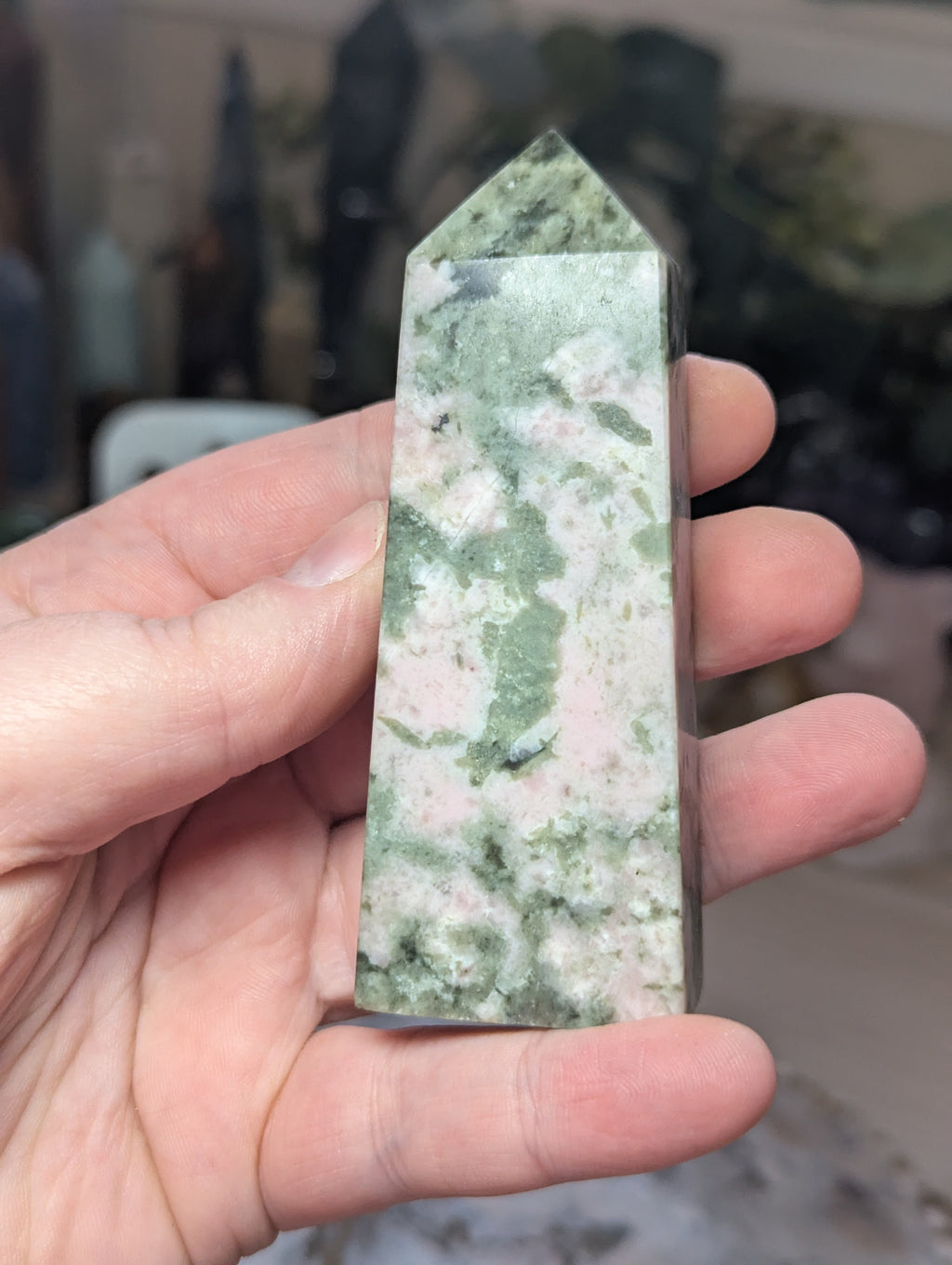 Peruvian rhodonite crystal tower