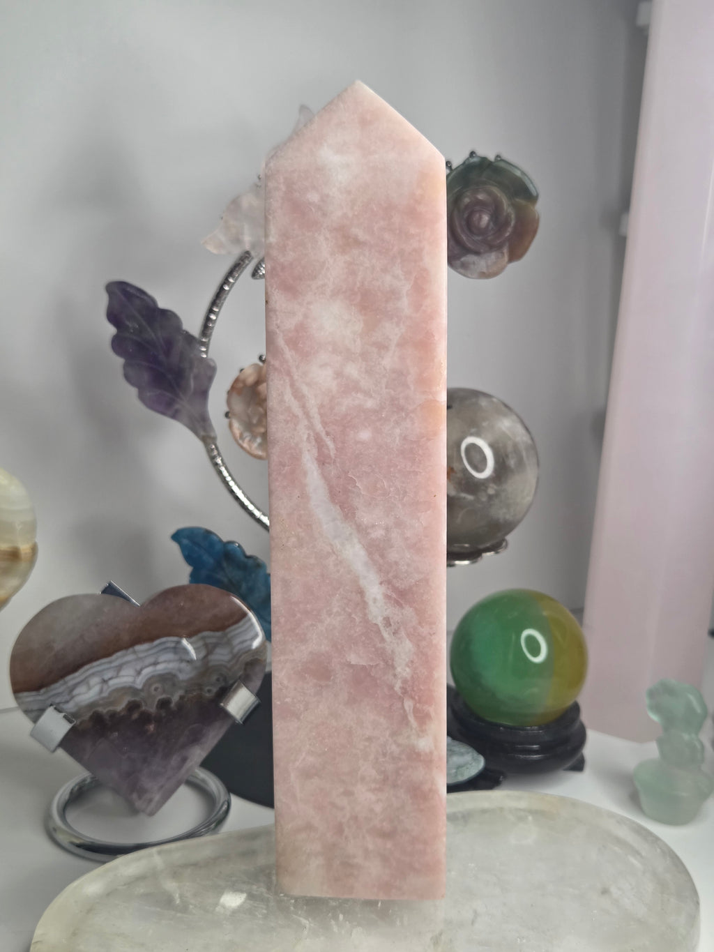 Pink opal crystal tower 19cm