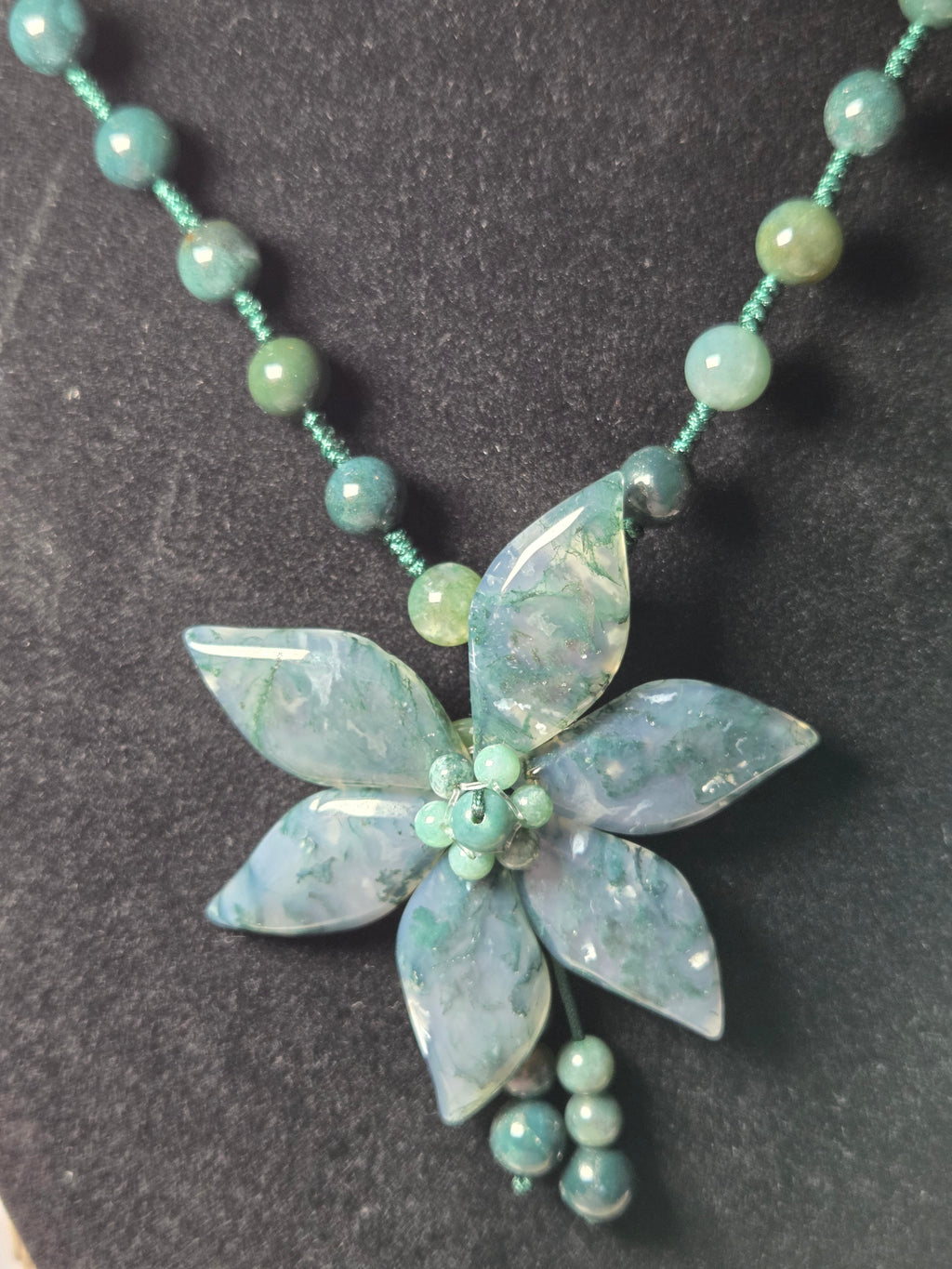 Amazing  grade AAA Moss agate crystal long  necklace