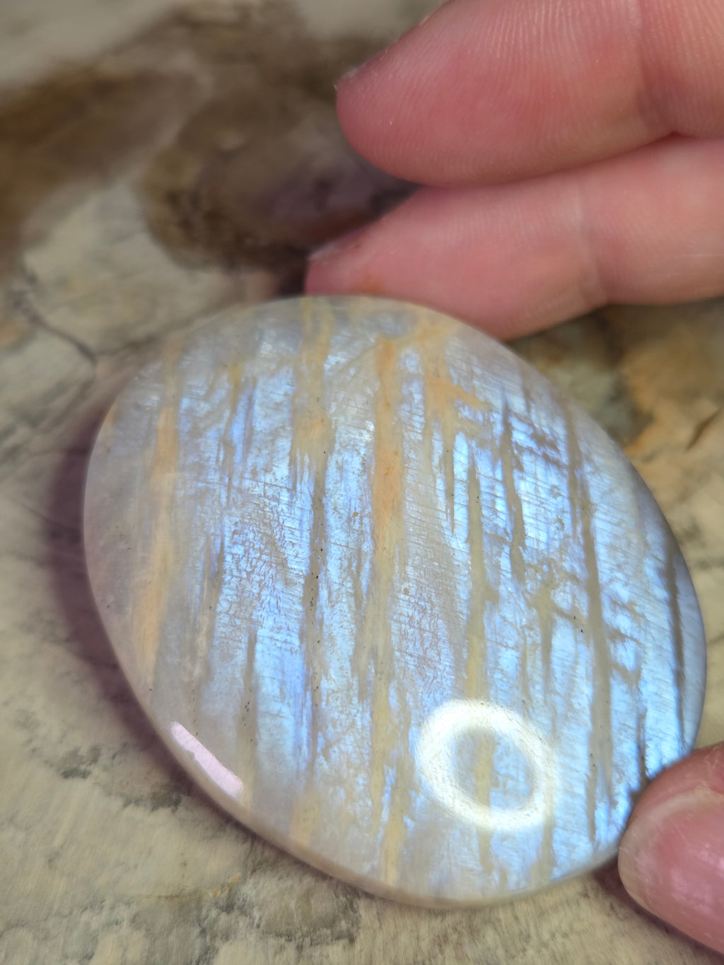 Rainbow moonstone crystal palmstone