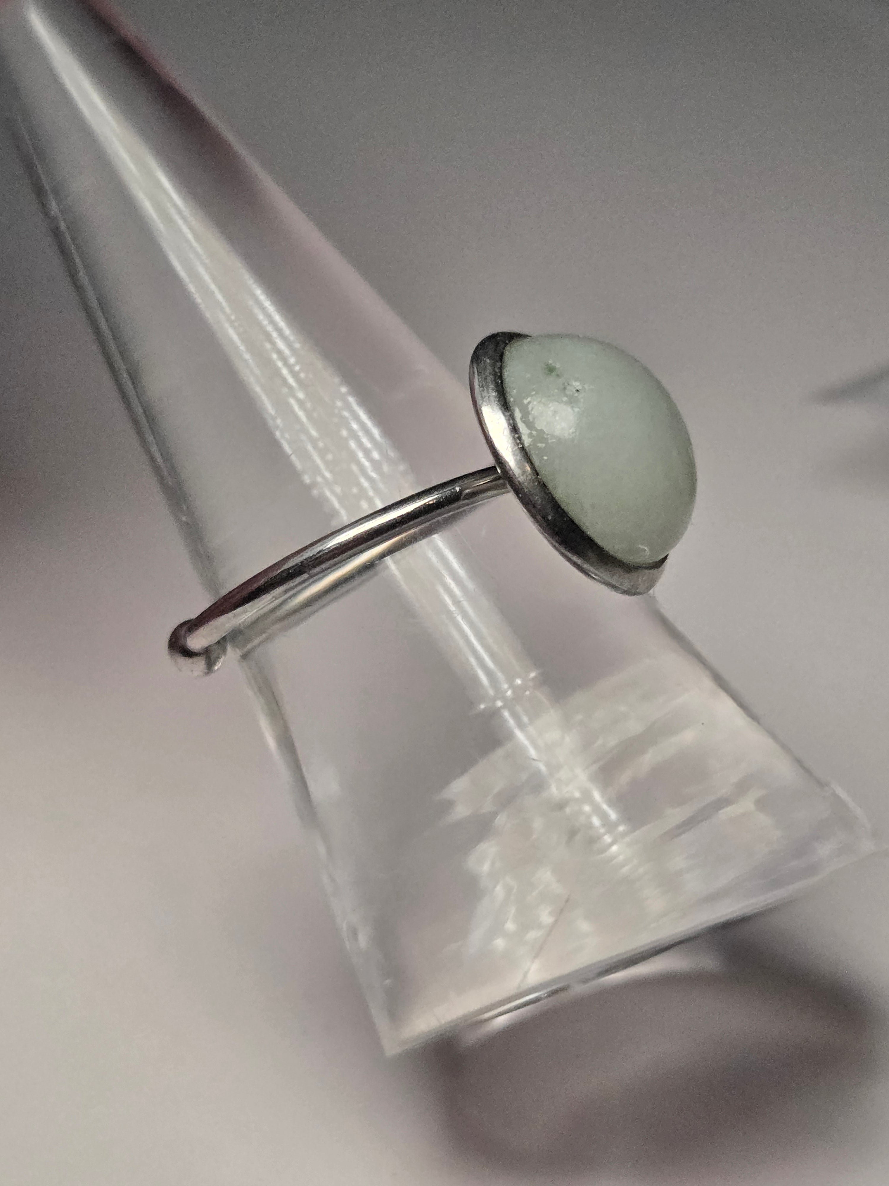 Green jade crystal adjustable ring stainless steel