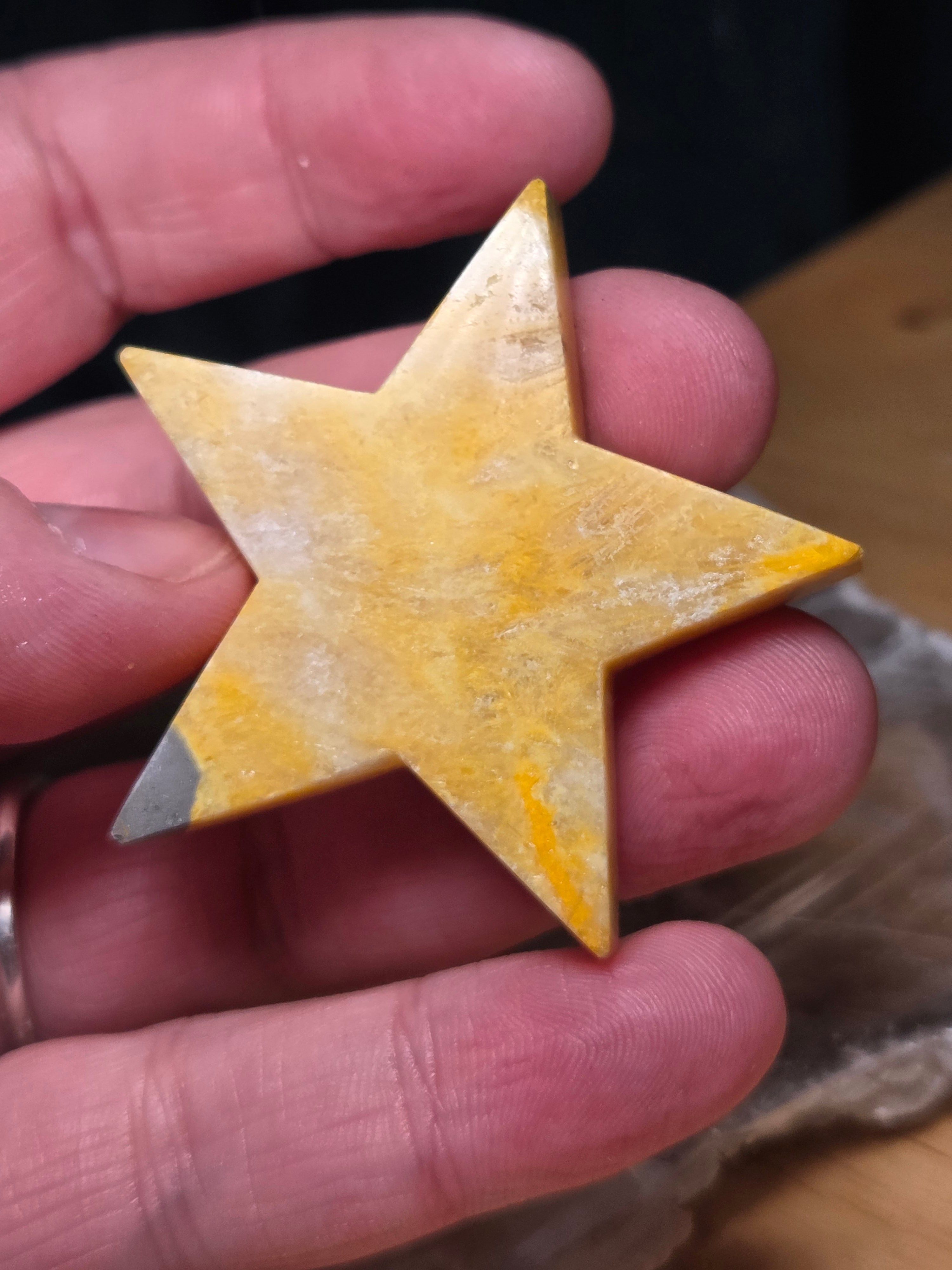 Bumblebee jasper crystal star carving