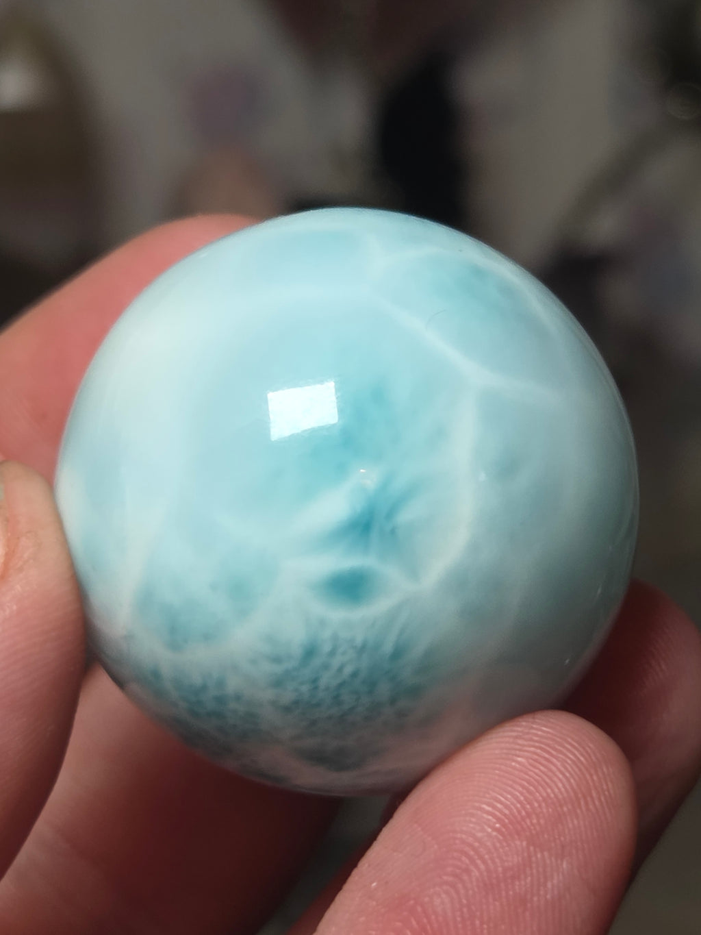 Rare beautiful Larimar crystal sphere with certificate