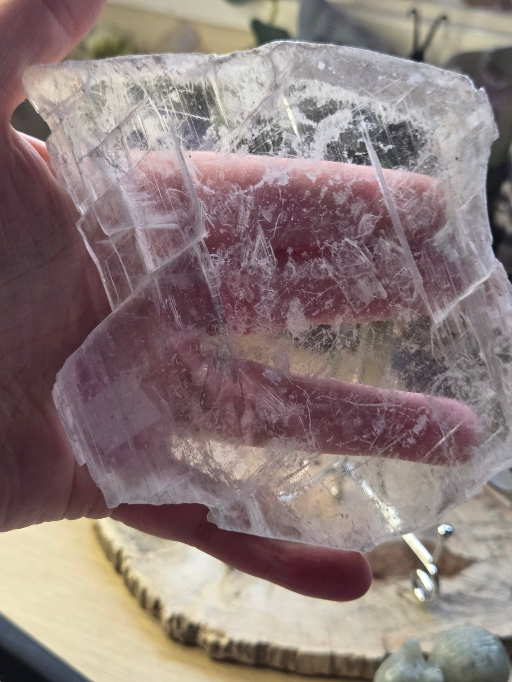 Selenite crystal slice  with stand