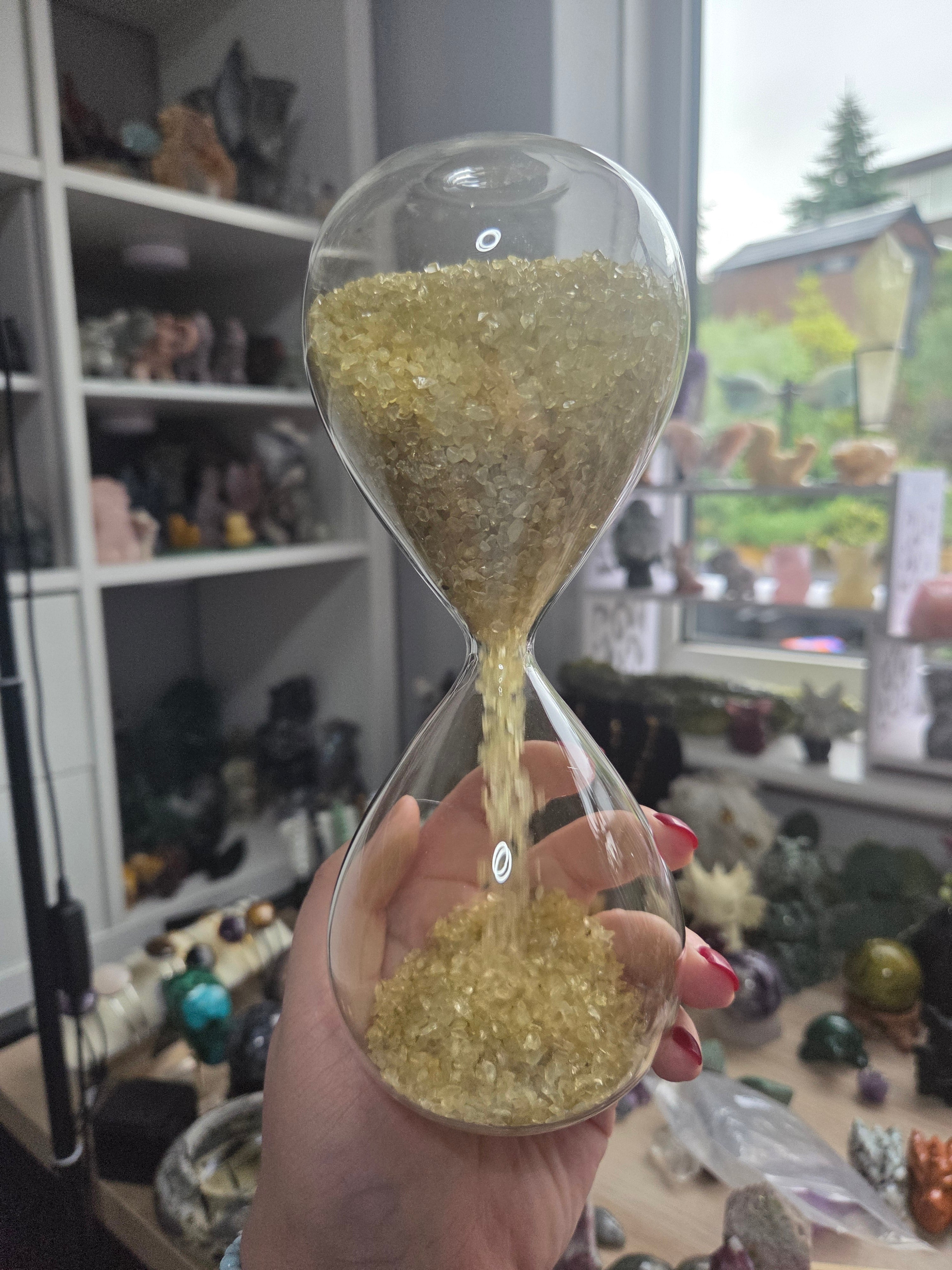 Citrine crystal hourglass carving