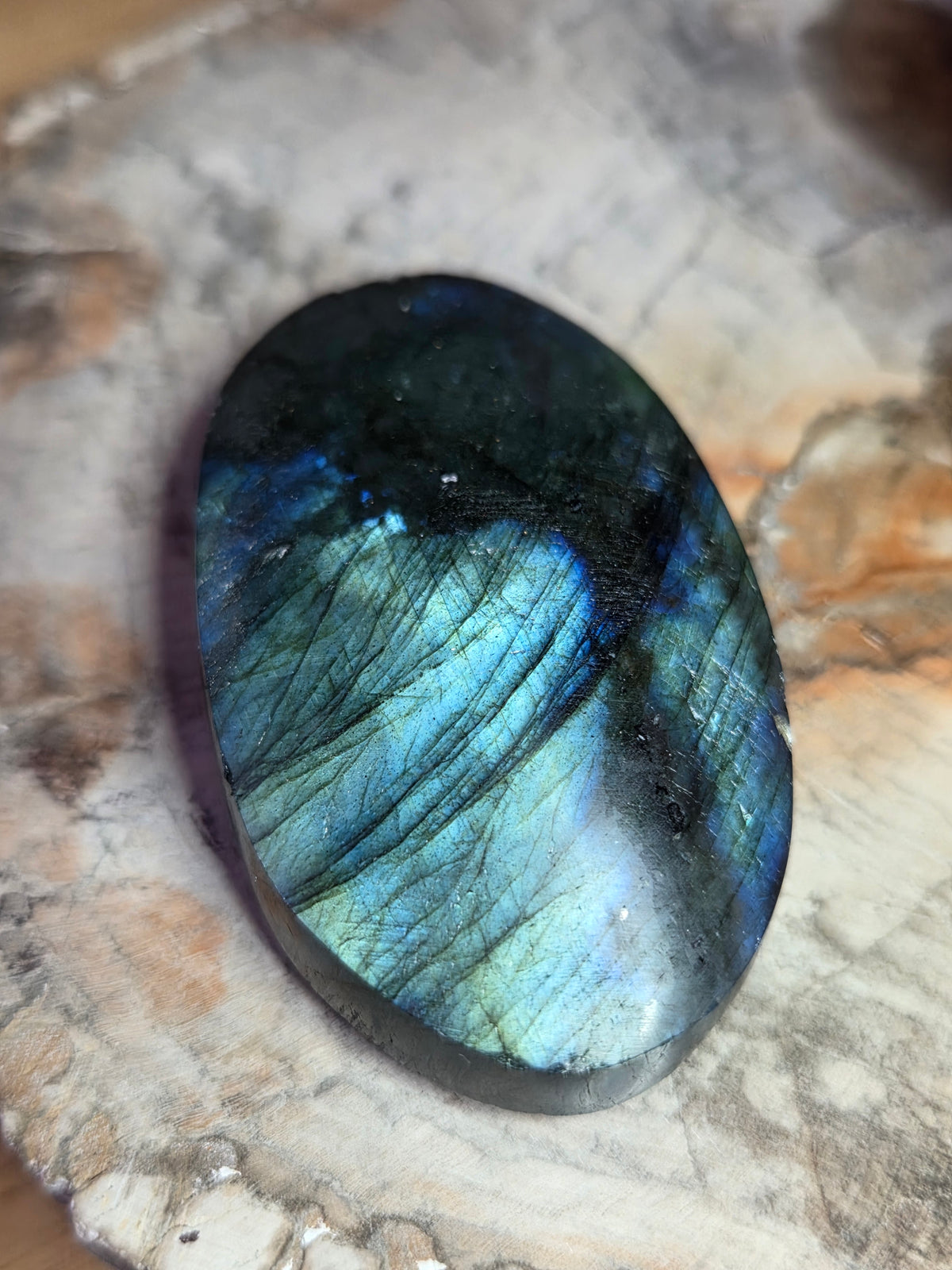 Labradorite crystal palm stone