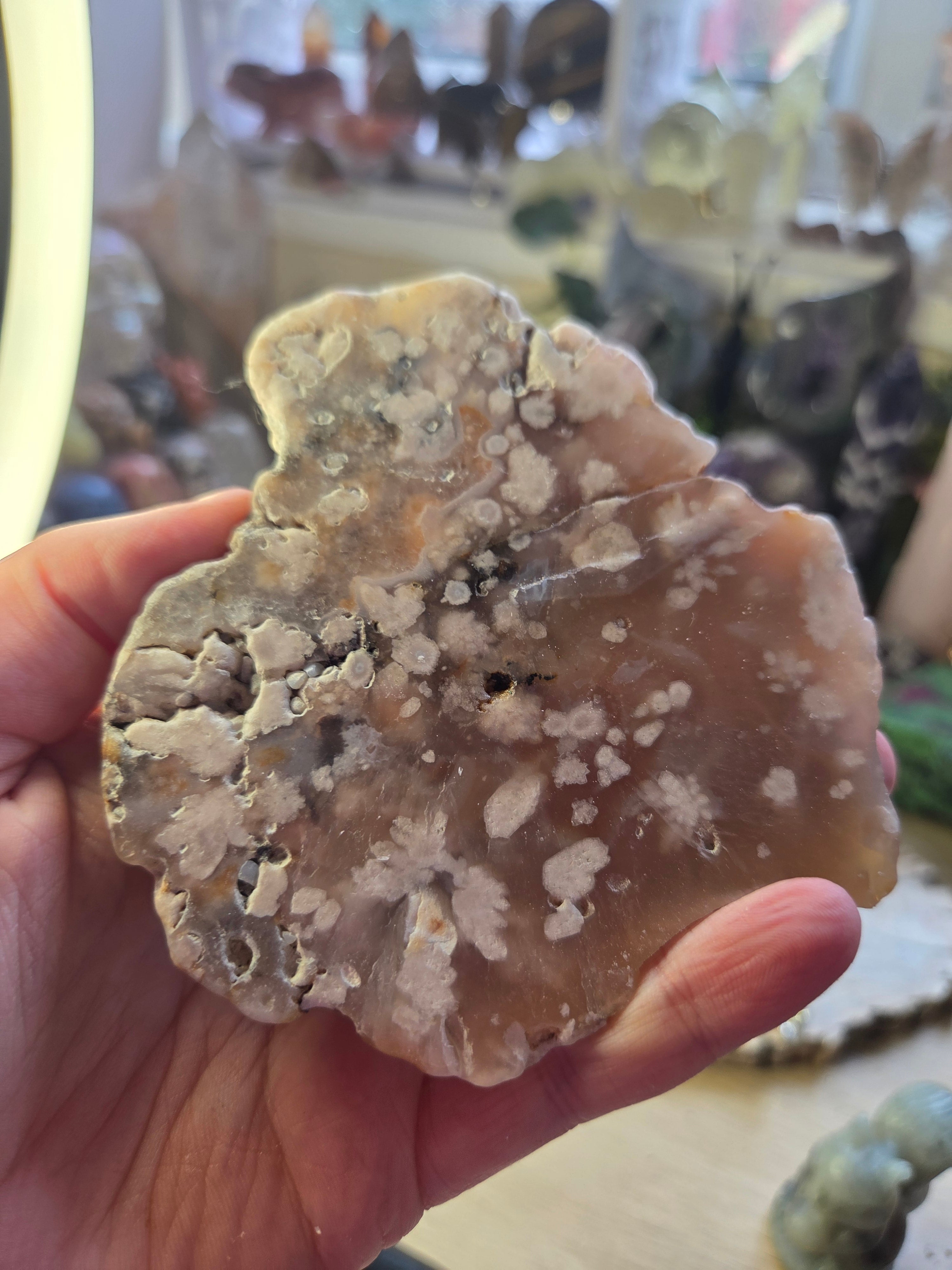 Flower agate crystal slice