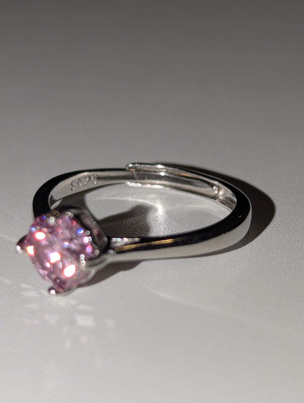 Pink Moissanite diamond Adjustable ring S295